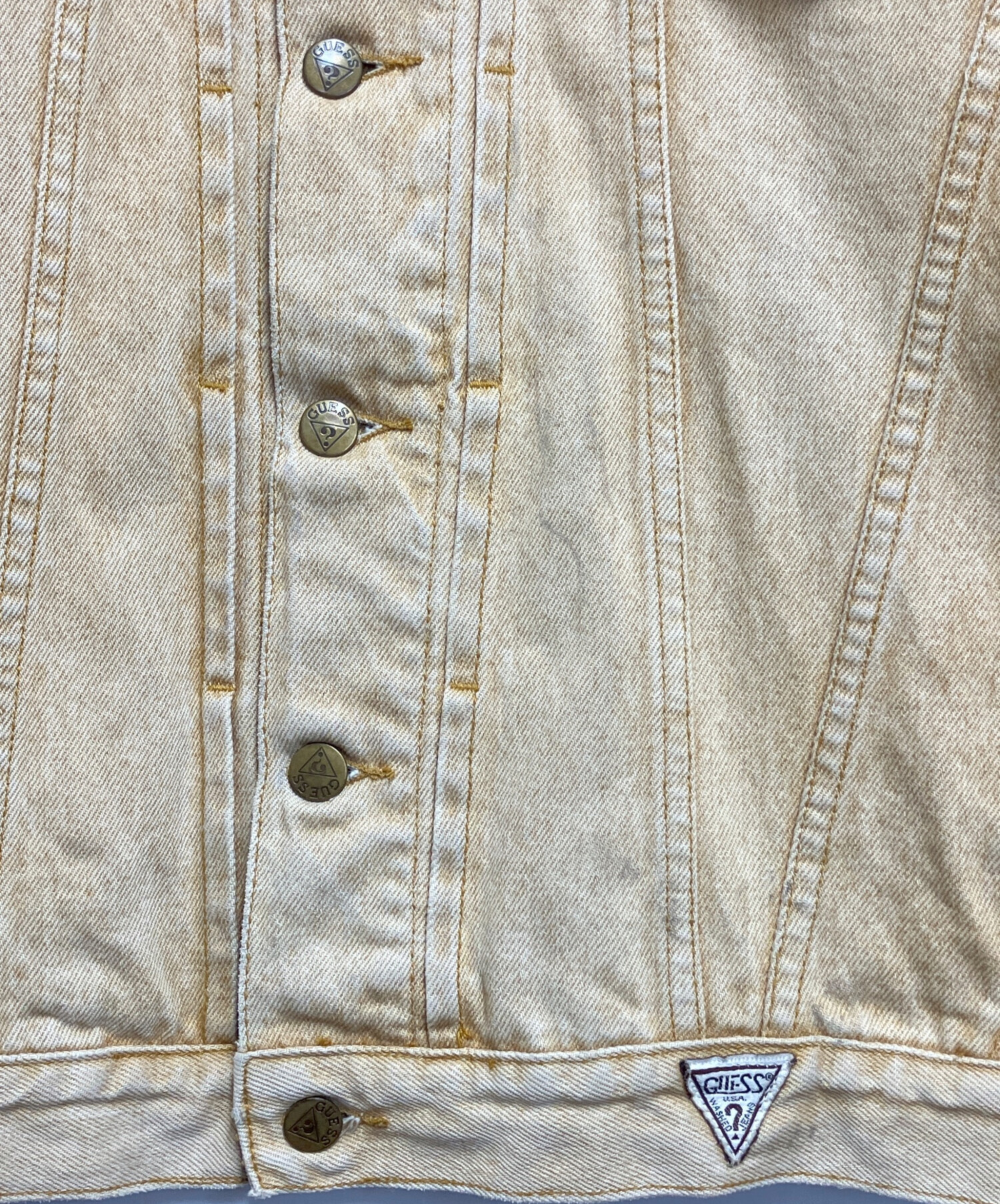 中古・古着通販】GUESS (ゲス) デニムジャケット ベージュ サイズ:L