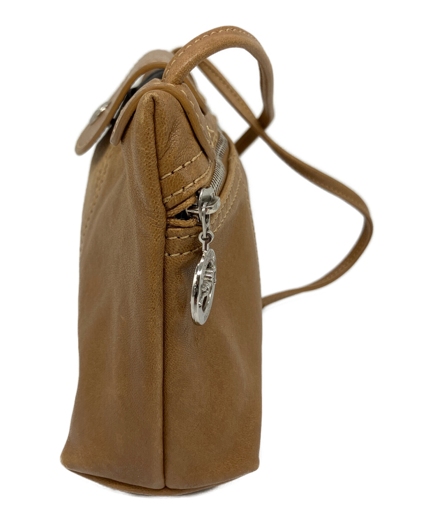 LONGCHAMP ブラウンレザーショルダーバッグ 中古・古着通販】LONGCHAMP (ロンシャン) ショルダーバッグ ブラウン