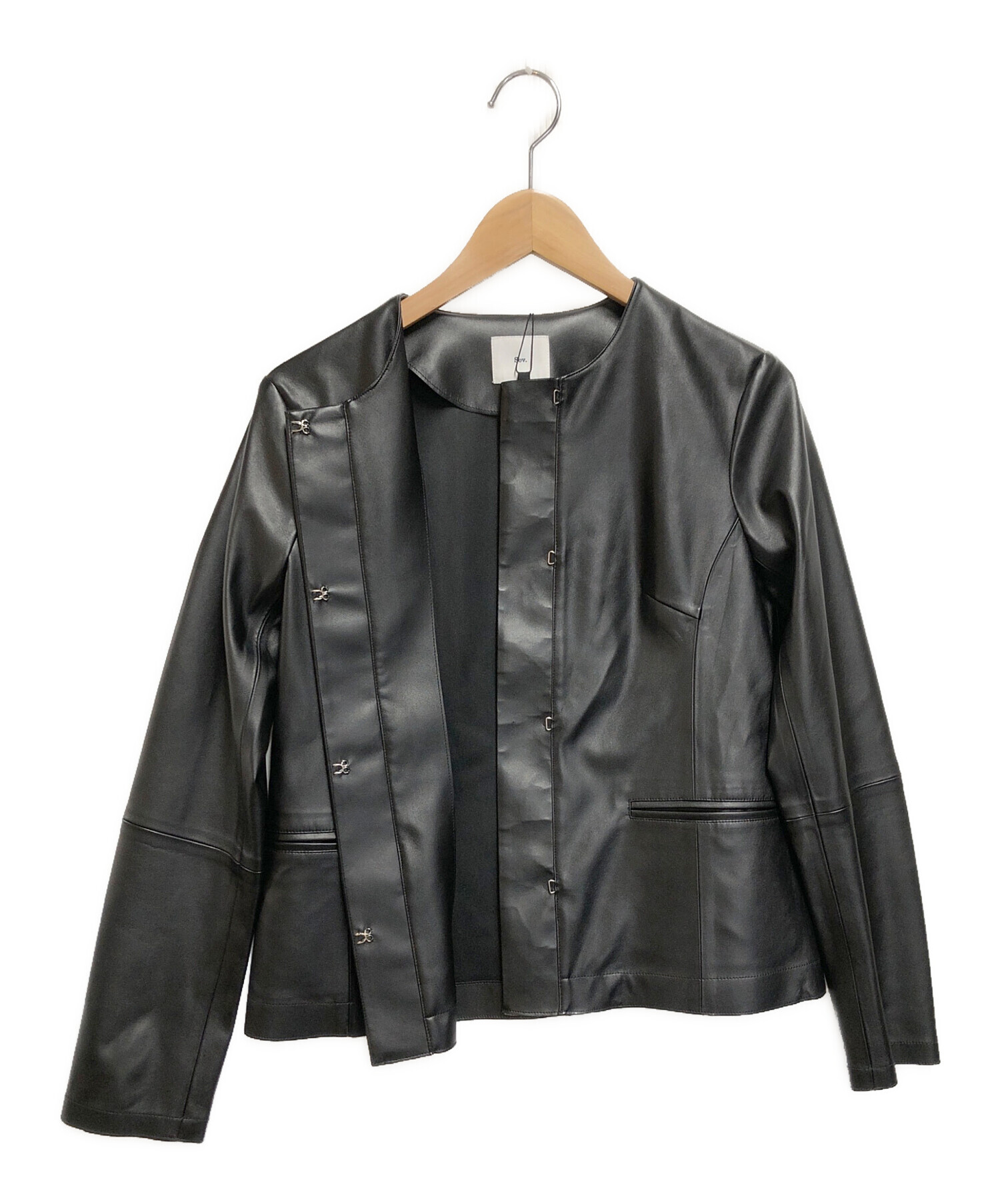 中古・古着通販】Sov. (ソブ) フェイクレザージャケット ブラック  