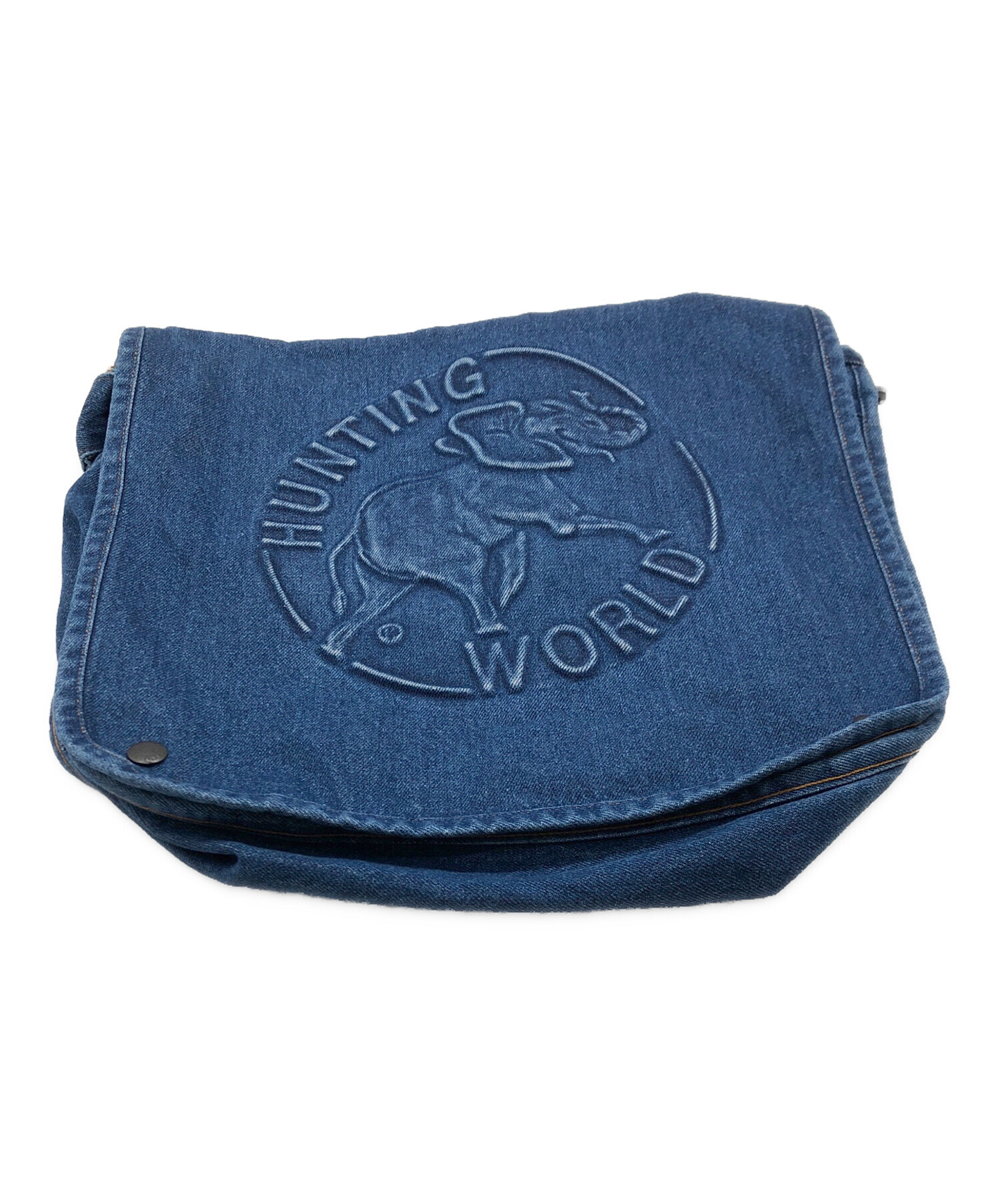 極美品】HUNTING WORLD メッセンジャーバッグ 大容量デニムバッグ 楽天