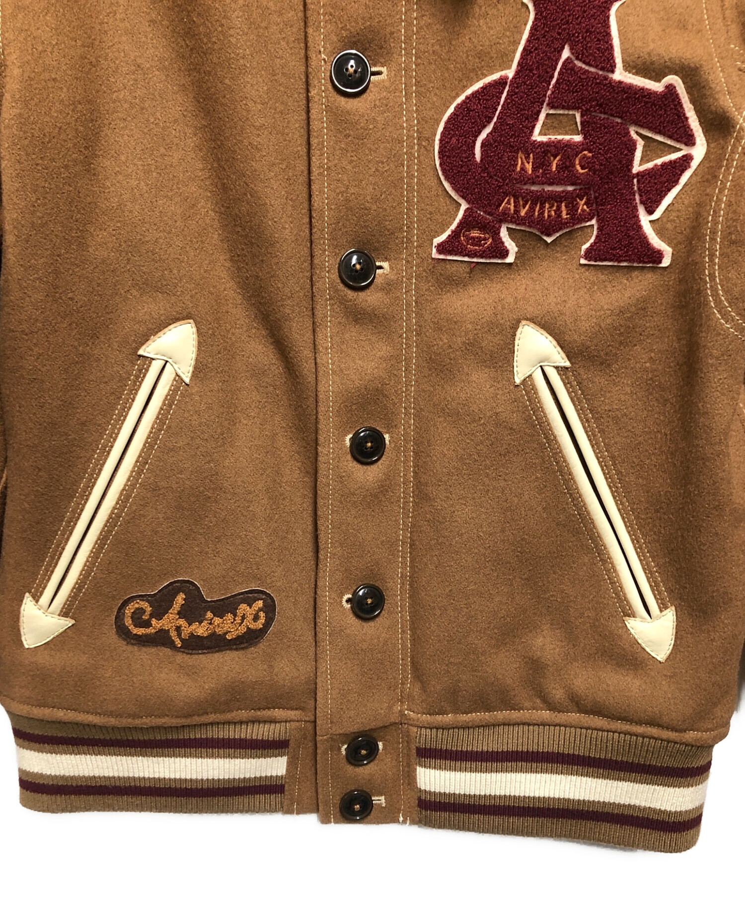 Avirex ブラウン スタジャン L 中古・古着通販】AVIREX (アヴィレックス) スタジャン ライトブラウン