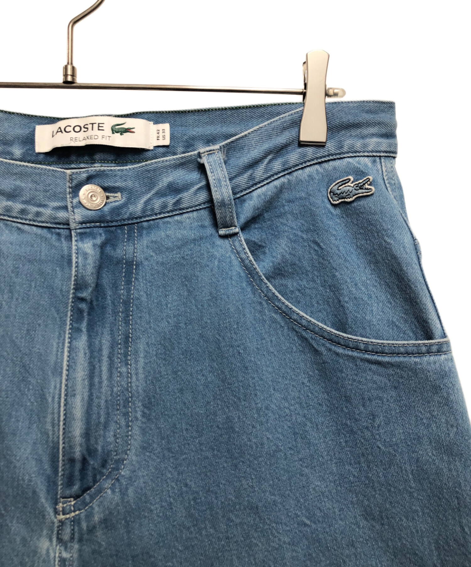 中古・古着通販】LACOSTE (ラコステ) ワイドデニムパンツ ブルー