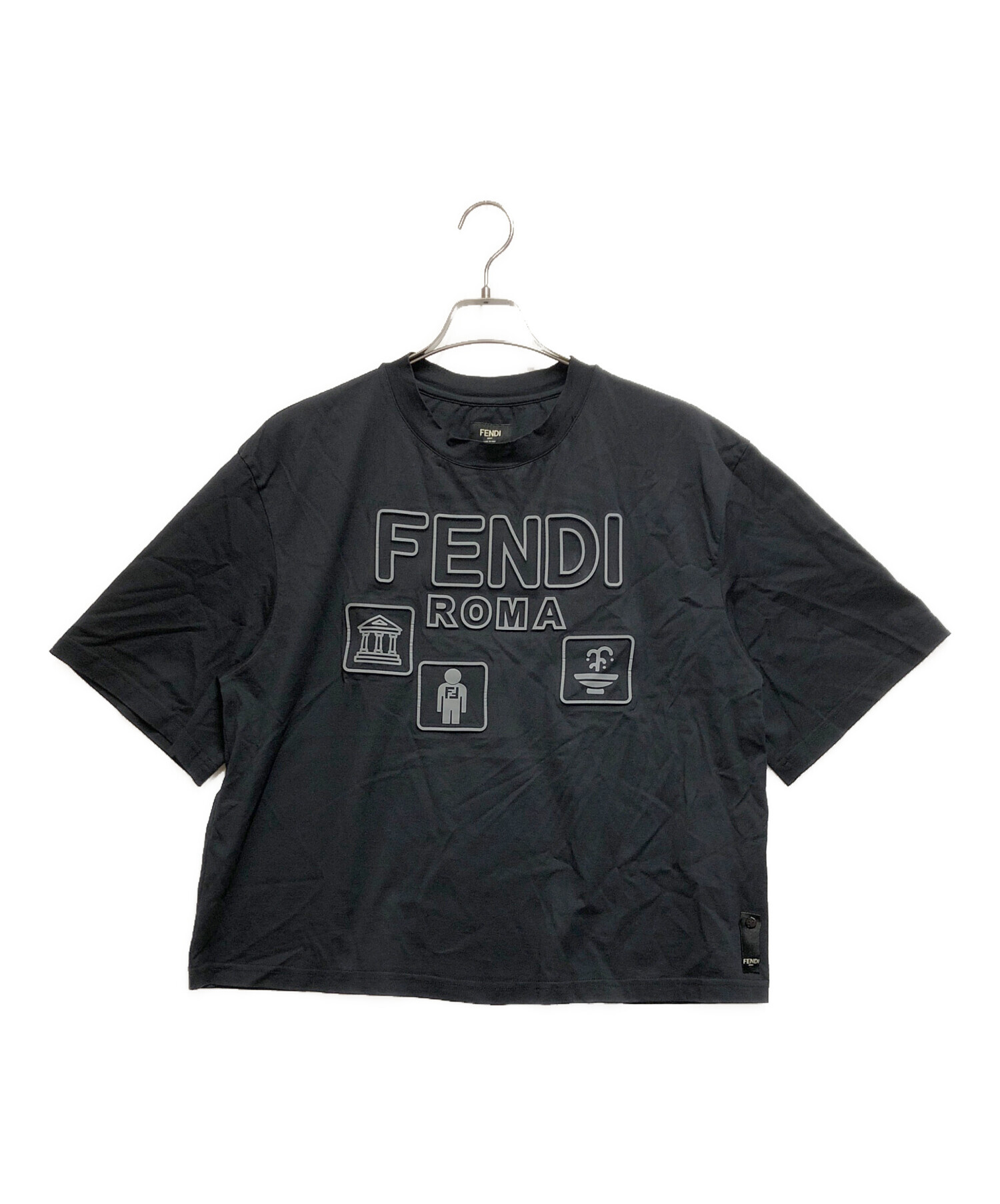中古・古着通販】FENDI (フェンディ) クルーネックTシャツ ブラック