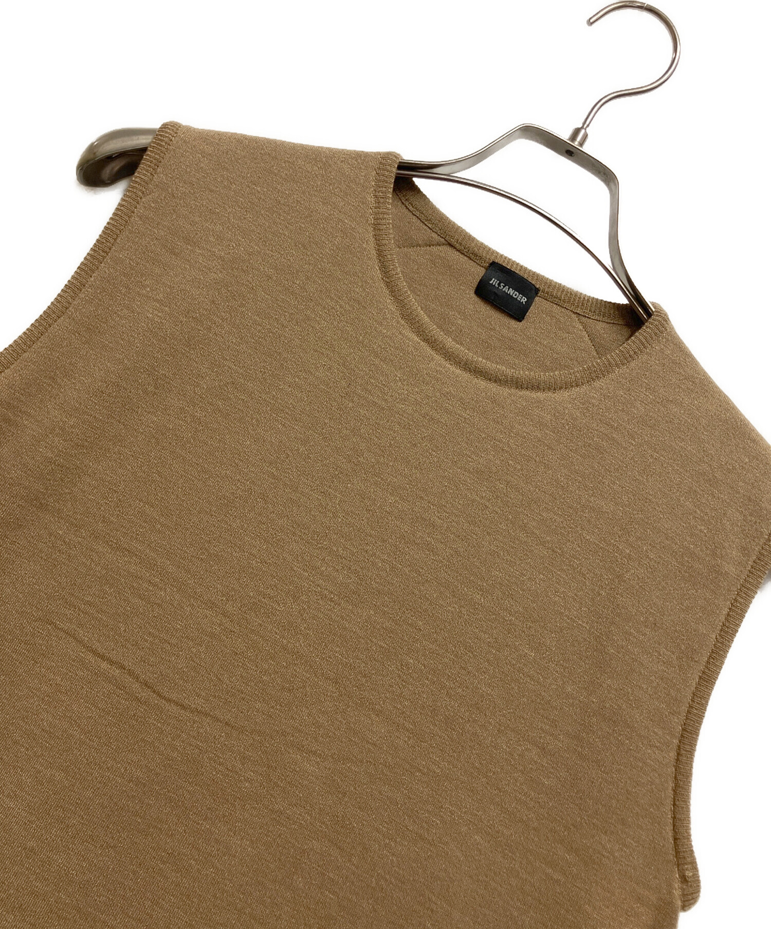 JIL SANDER ダークブラウン スエード ベスト 中古・古着通販】JIL SANDER (ジルサンダー) ニットベスト ブラウン