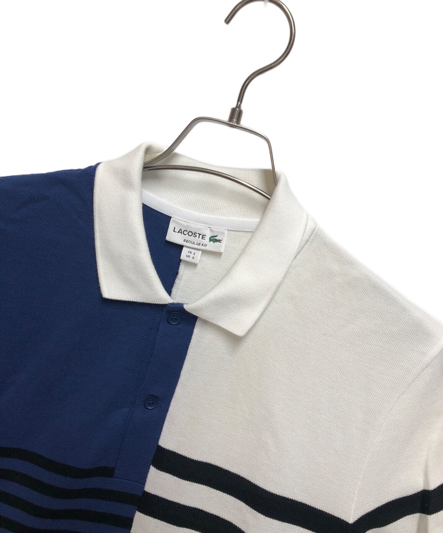 中古・古着通販】LACOSTE (ラコステ) ストライプポロシャツ ホワイト