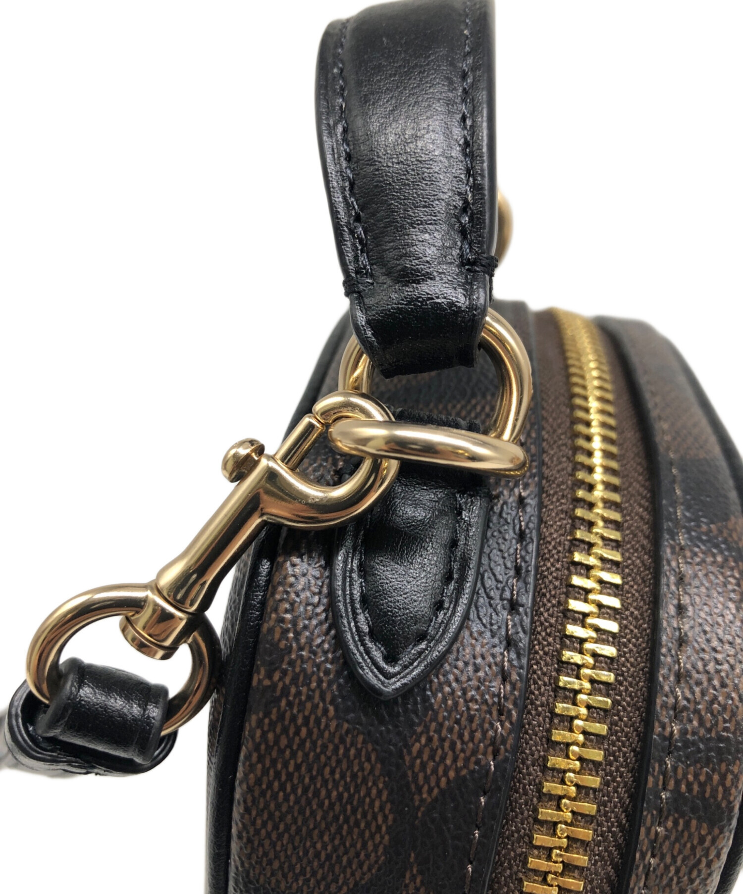 COACH】コーチ ぺブルレザー エヴァ カラーブロック ロゴ ジップ