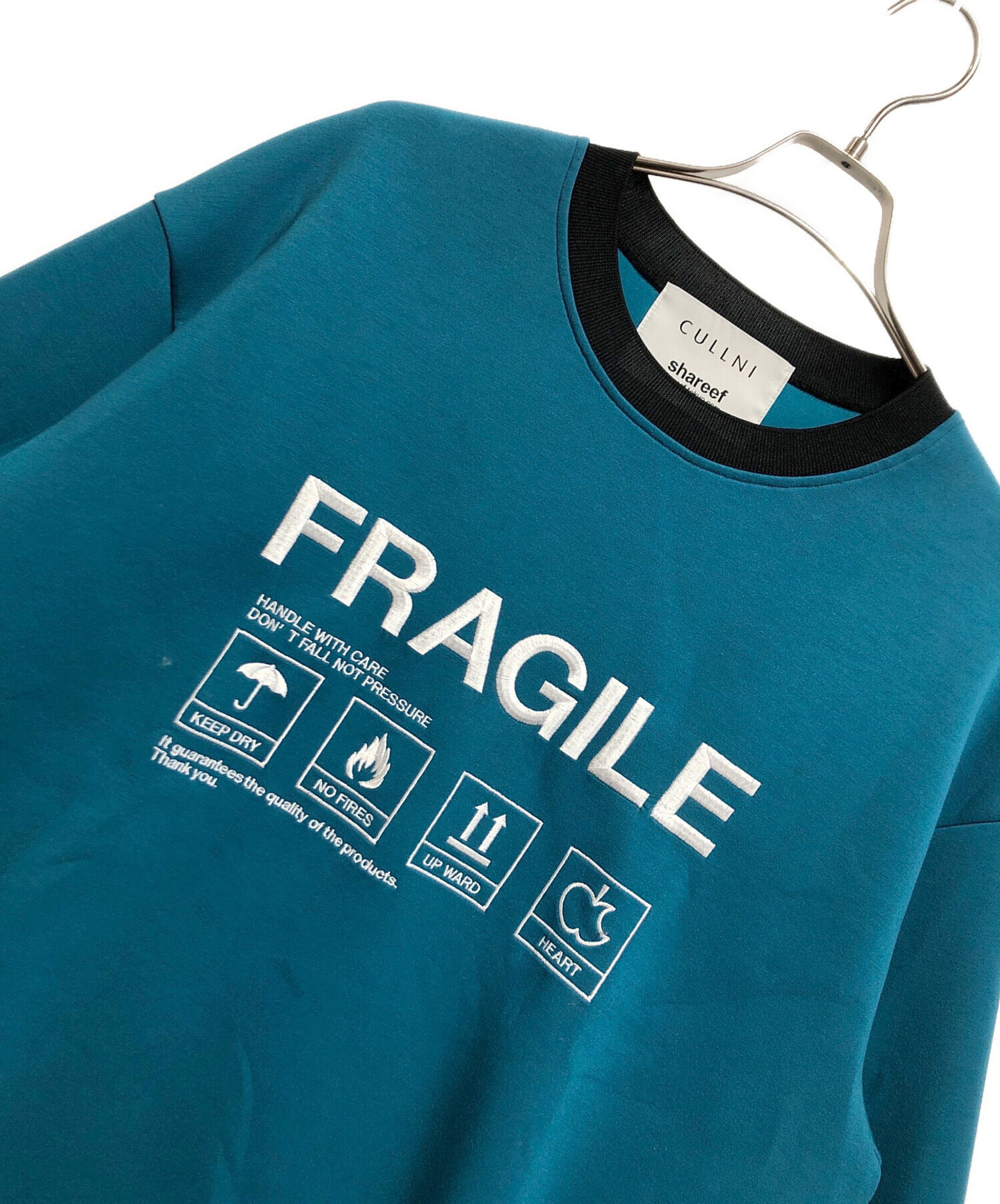 【週末限定値下げ】CULLNI クルニ　グリーンストライプ　ブルー　【Ｓ】 中古・古着通販】CULLNI (クルニ) SHAREEF (シャリーフ) スウェット