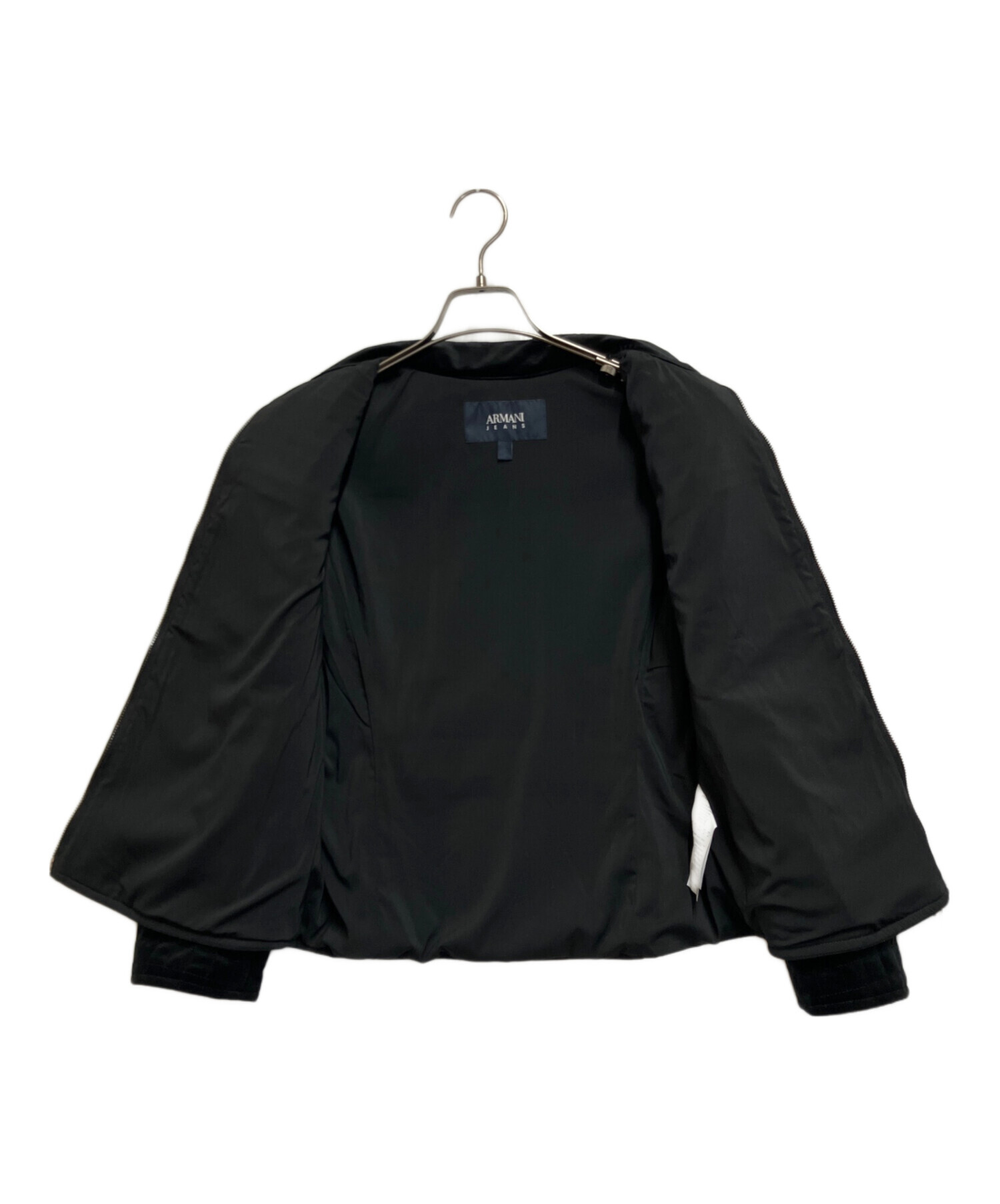 ◆ARMANI JEANS アルマーニ ジャケット USA 6 ブラック 中古・古着通販】ARMANI JEANS (アルマーニジーンズ) ベロア