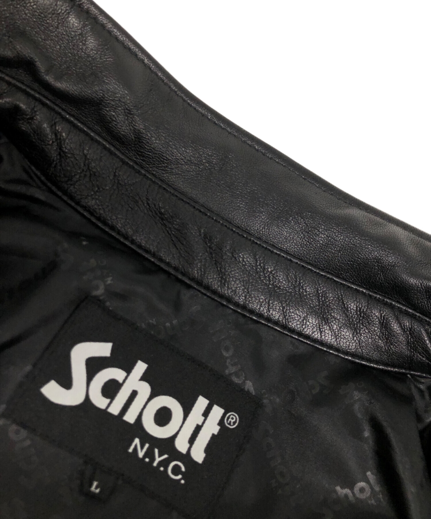 中古・古着通販】Schott (ショット) レザーウエスタンシャツ ブラック