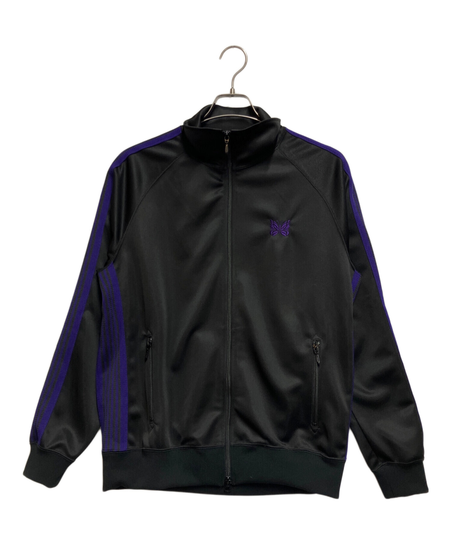 ニードルストラックジャケットブラックパープル 中古・古着通販】Needles (ニードルズ) トラックジャケット ブラック