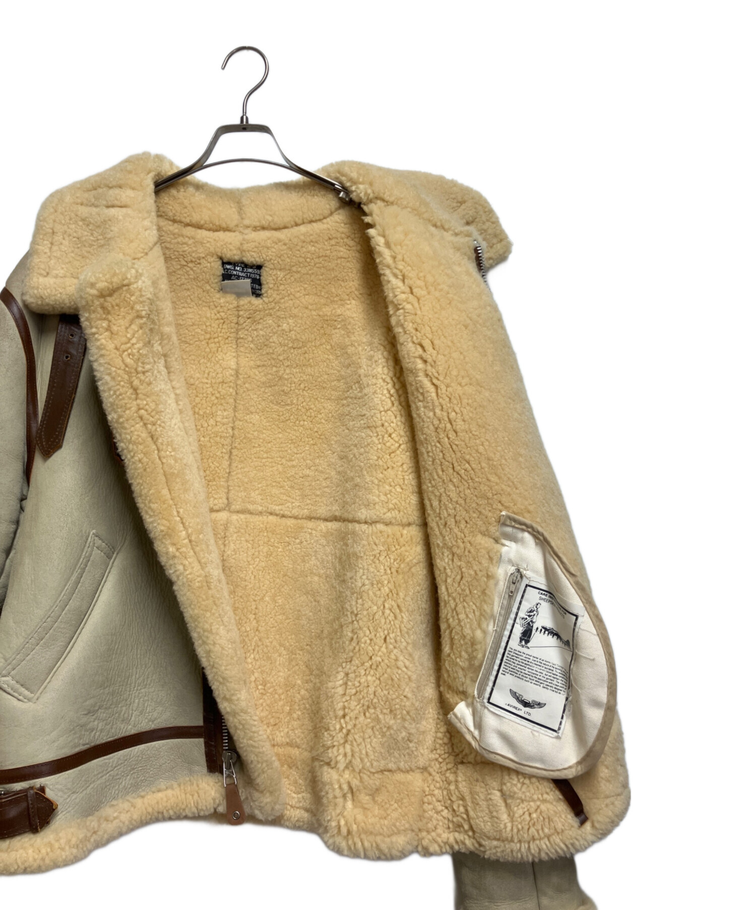 AVIREX B-3 ムートンジャケット 42 ベージュ アビレックス フライト