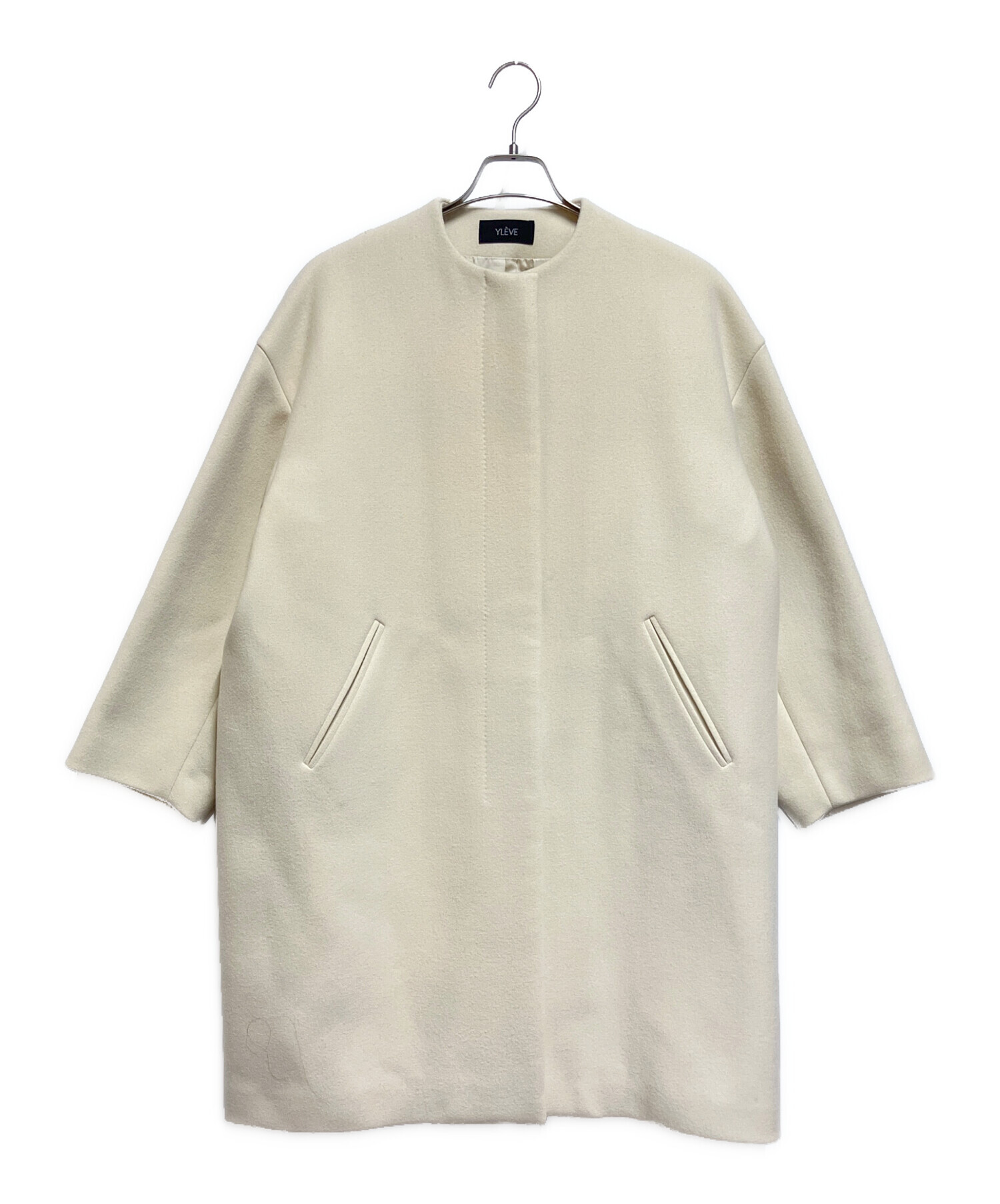 YLEVE ロングコート 中古・古着通販】YLEVE (イレーヴ) ノーカラー ダブルメルトンロング