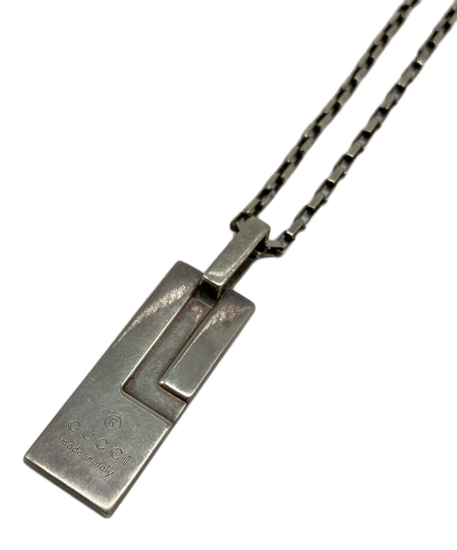 中古・古着通販】GUCCI (グッチ) プレートネックレス シルバー 