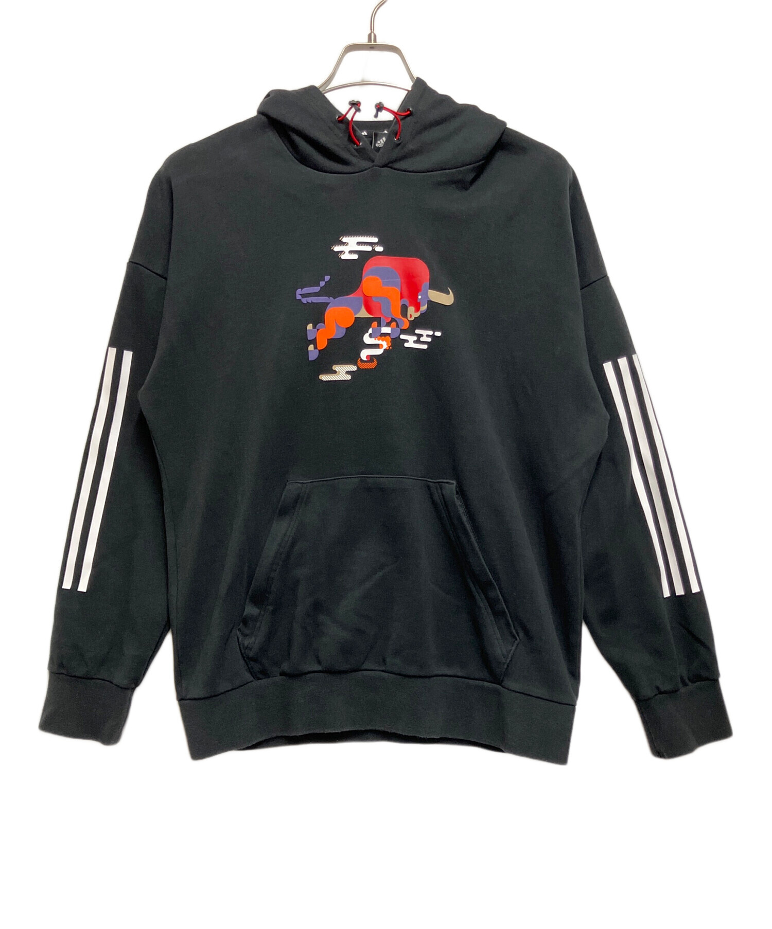 中古・古着通販】adidas (アディダス) プルオーバーパーカー ブラック 中古・古着通販】adidas (アディダス) プルオーバーパーカー ブラック