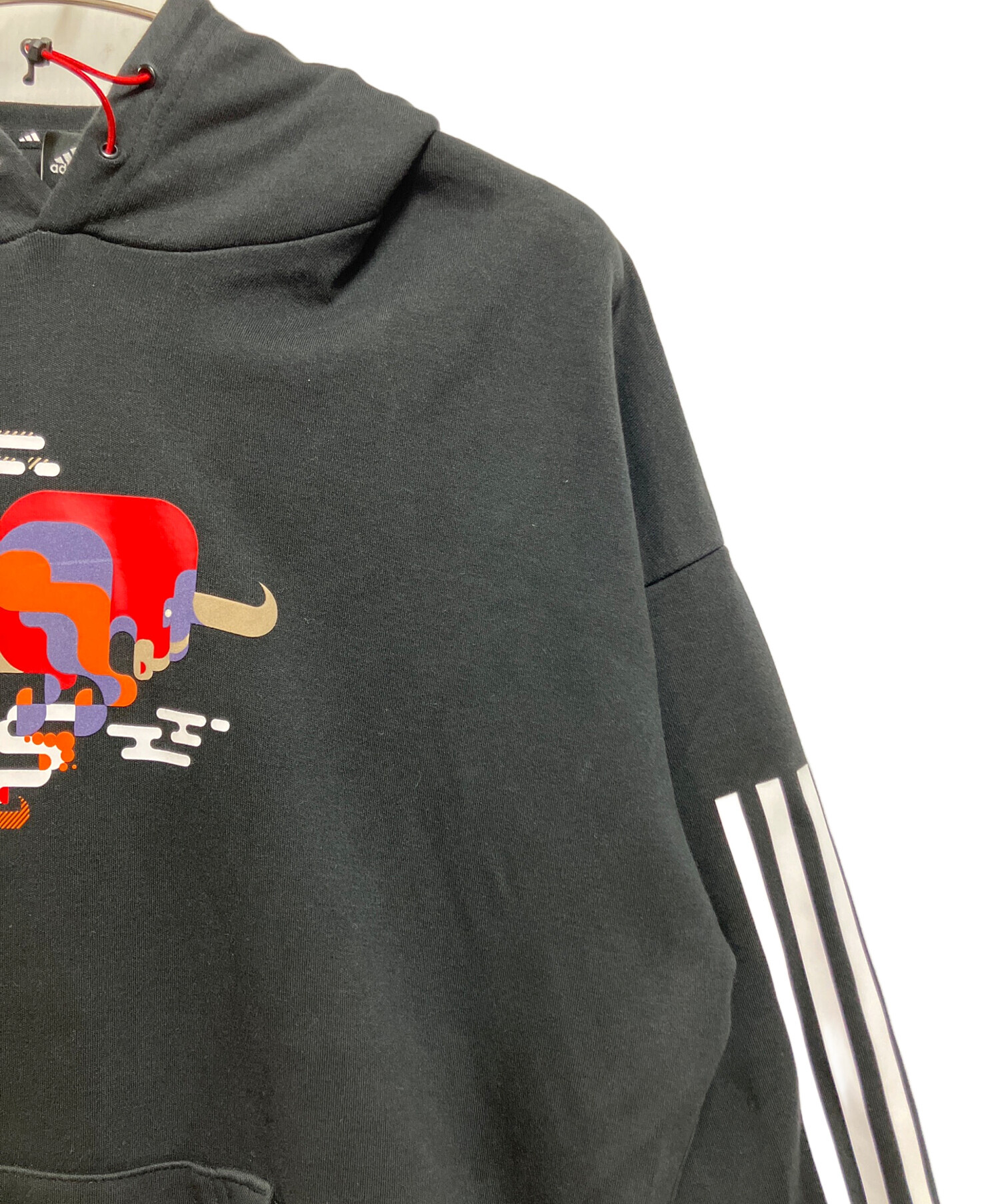 中古・古着通販】adidas (アディダス) プルオーバーパーカー ブラック