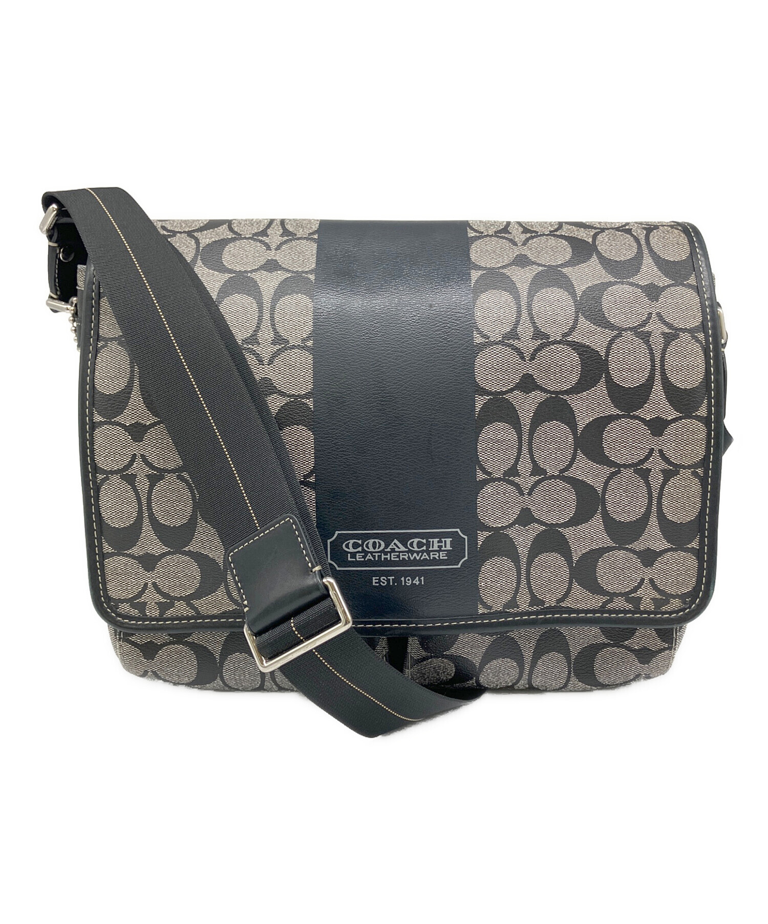中古・古着通販】COACH (コーチ) ショルダーバッグ グレー×ブラック 