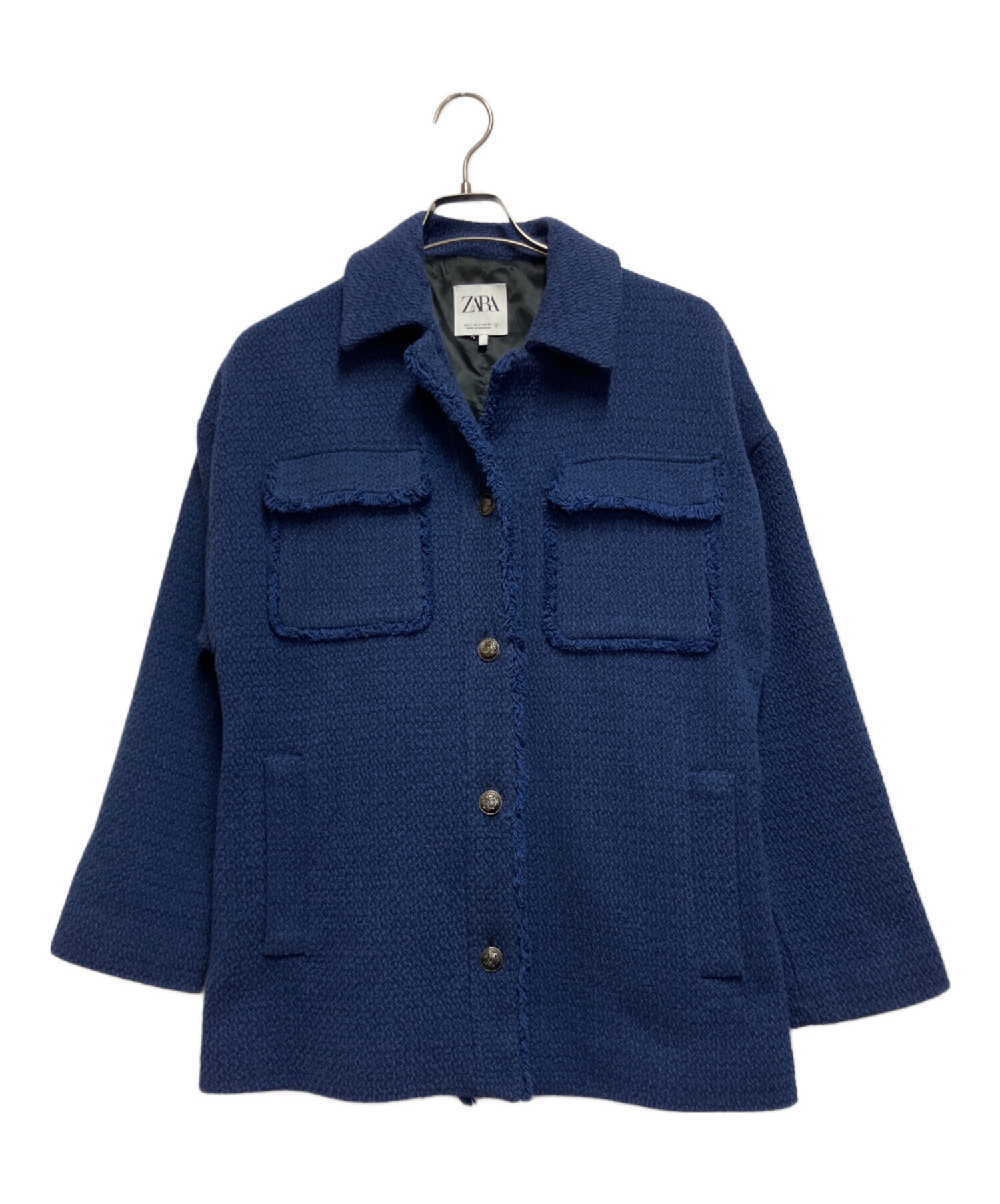 中古・古着通販】ZARA (ザラ) BELTED TEXTURED OVERSHIRT ブルー 