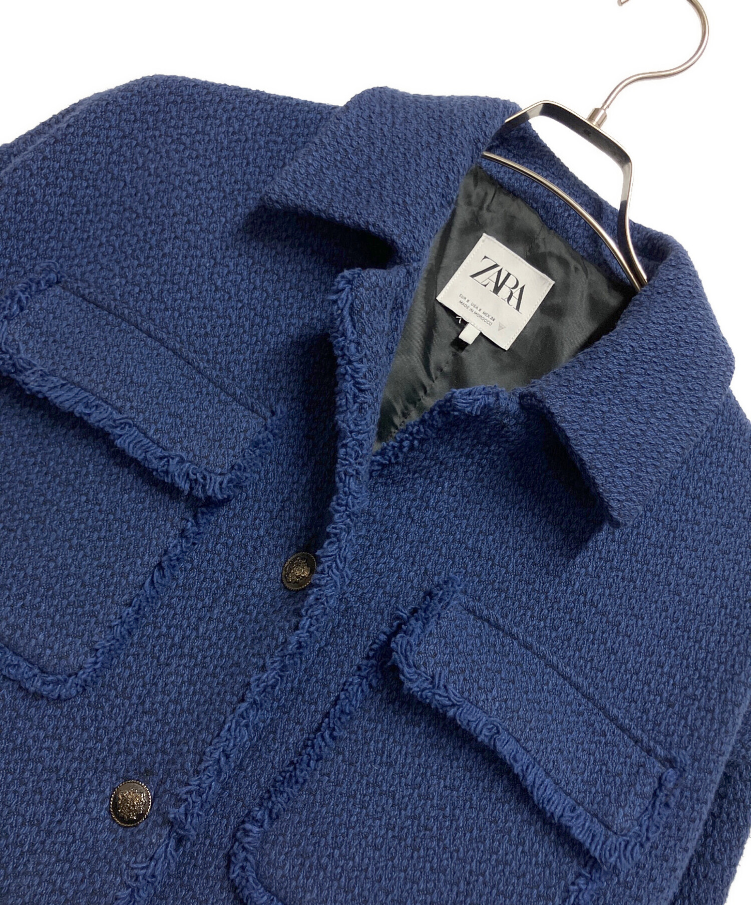 中古・古着通販】ZARA (ザラ) BELTED TEXTURED OVERSHIRT ブルー