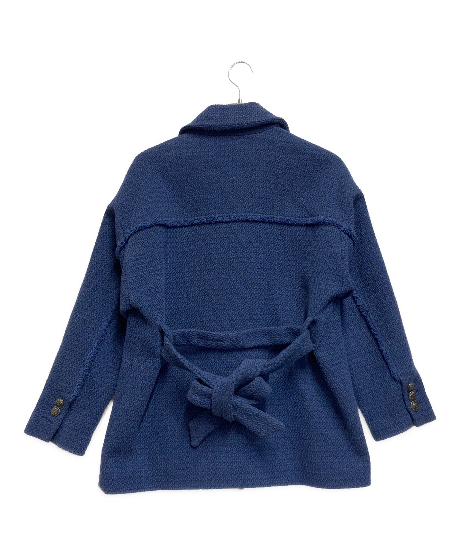 中古・古着通販】ZARA (ザラ) BELTED TEXTURED OVERSHIRT ブルー 