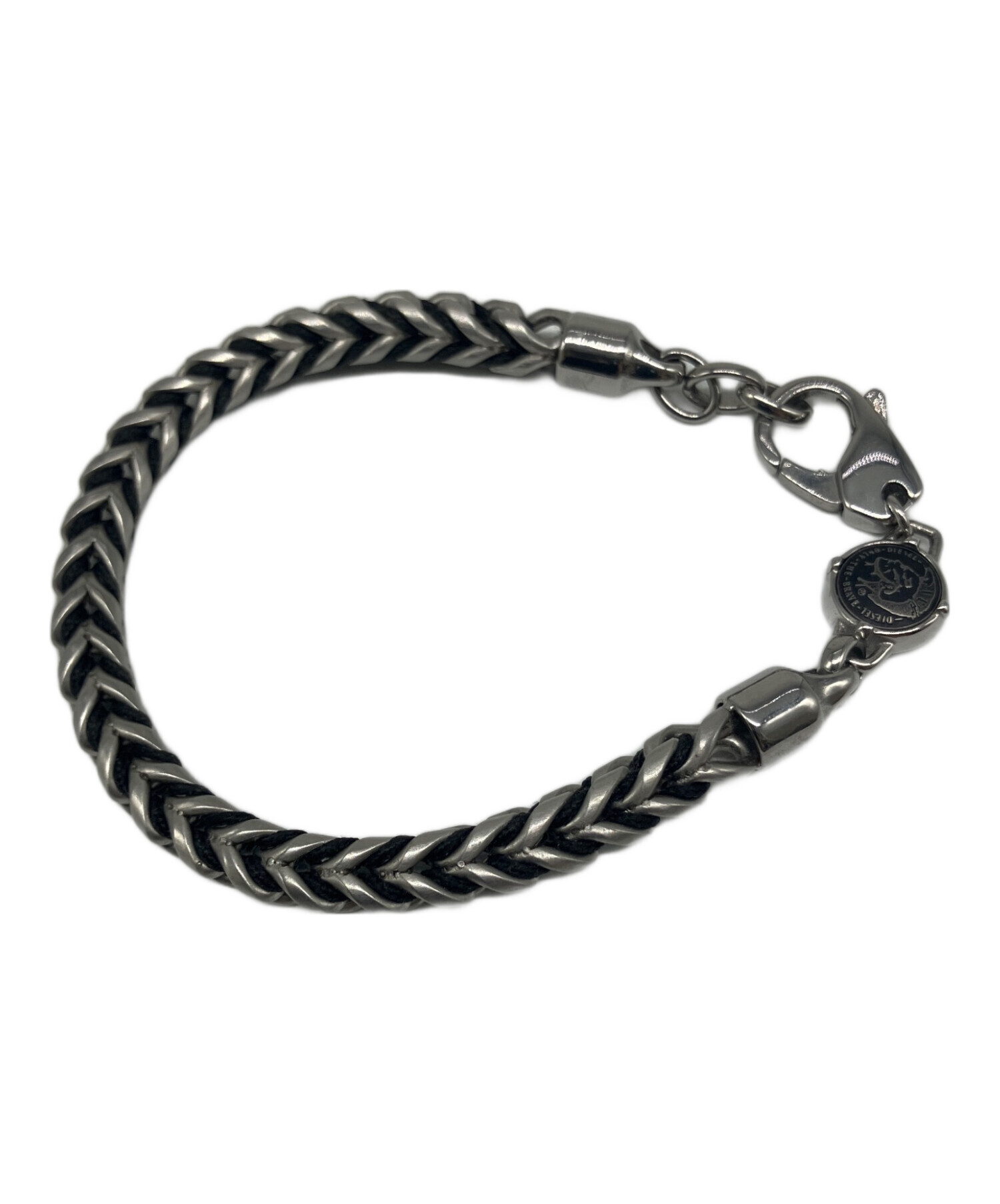 DIESEL　ディーゼル　チェーンブレスレット　シルバー　ロゴ　箱付き　保存袋 中古・古着通販】DIESEL (ディーゼル) ロゴチェーンブレスレット