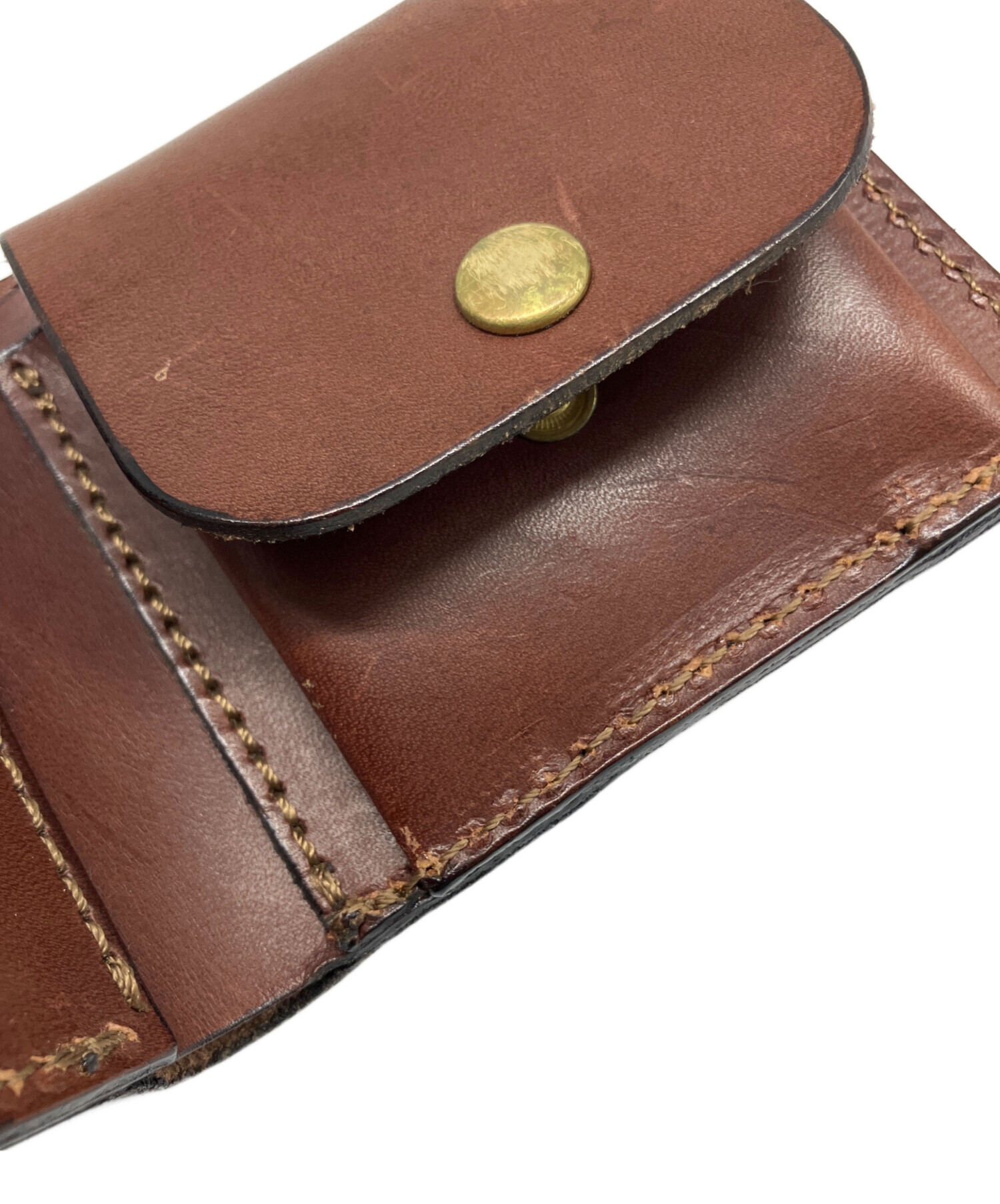 HERZ ヘルツ 二つ折り財布 レザー ブラウン 中古・古着通販】Herz (ヘルツ) 2つ折り財布 ブラウン｜ブランド・古着