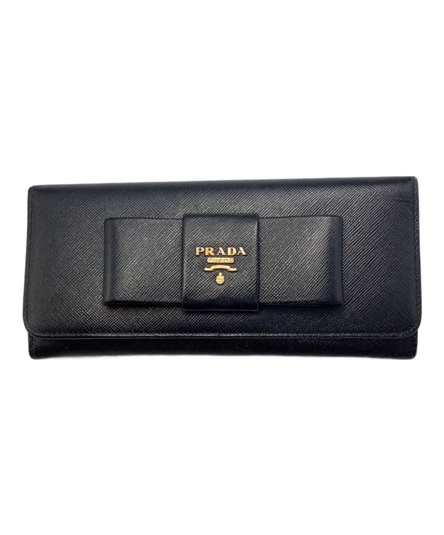 中古・古着通販】PRADA (プラダ) 2つ折り長財布 ブラック｜ブランド