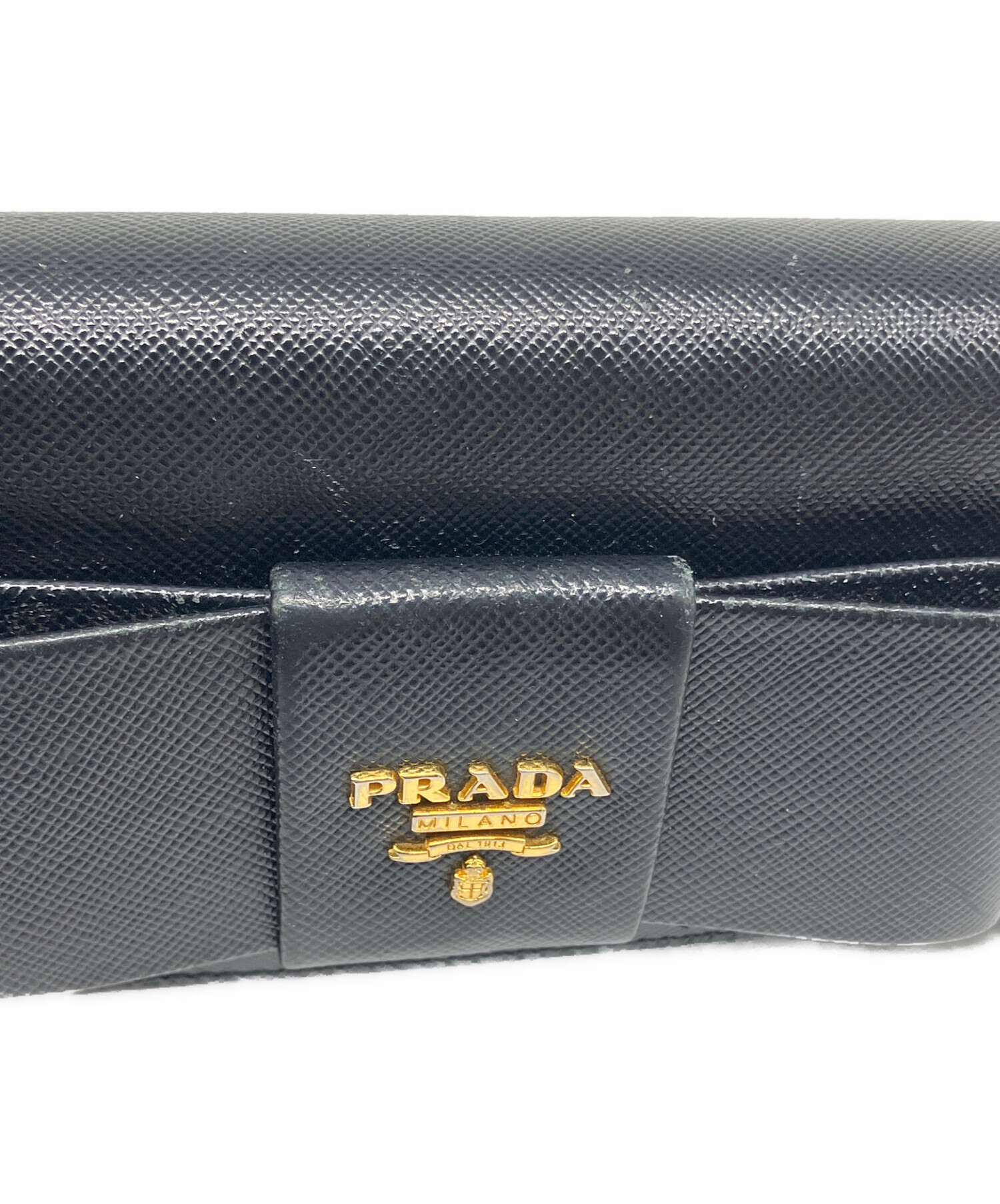 中古・古着通販】PRADA (プラダ) 2つ折り長財布 ブラック｜ブランド