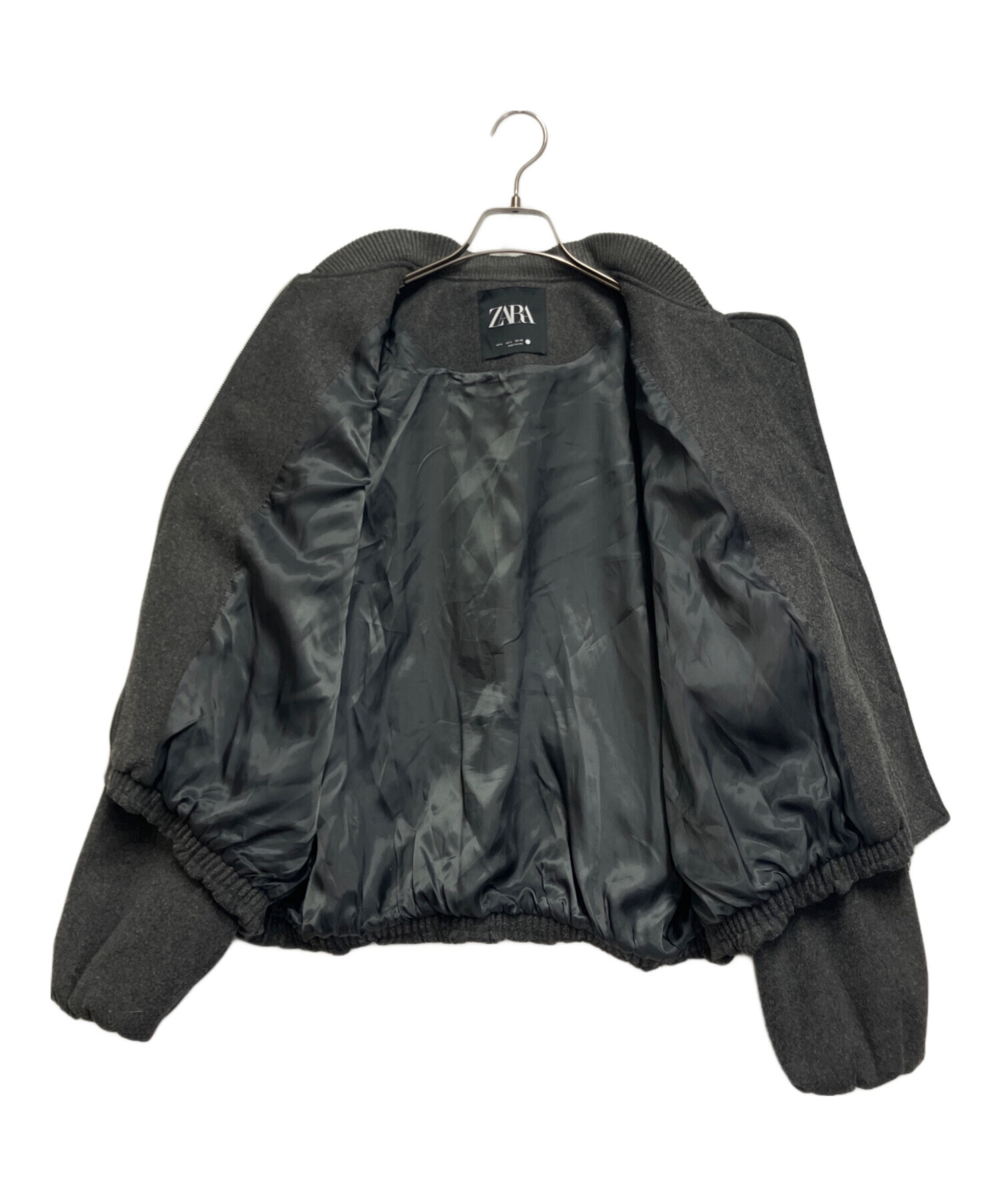 美品 ZARA ザラ イタリアウール ダークグレー ボンバージャケット S 中古・古着通販】ZARA (ザラ) BOMBER JACKET グレー サイズ:EUR S
