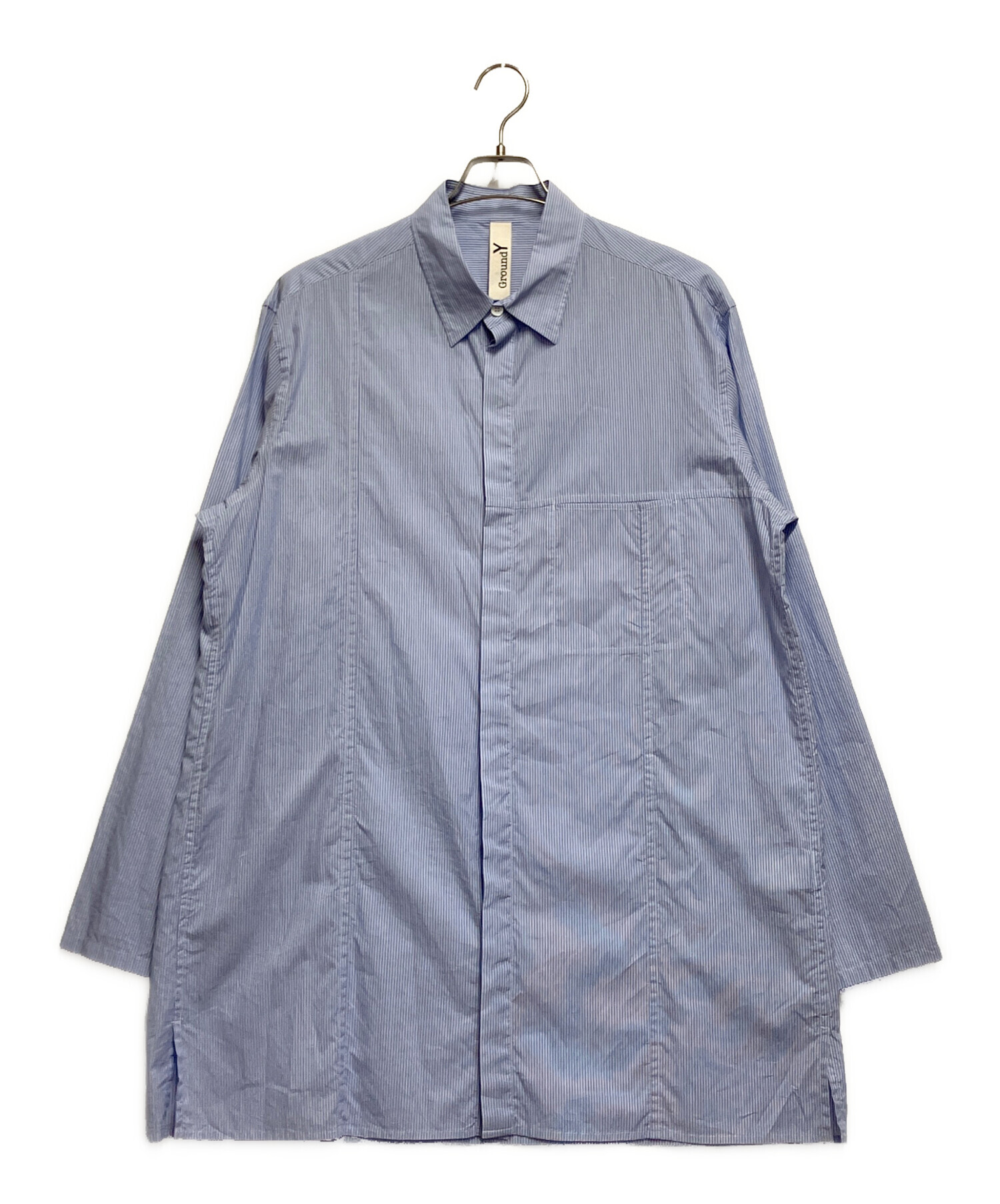 ​【美品】Ground Y グラウンドワイ 切り替え 比翼 ロングシャツ ヨウジ 中古・古着通販】Ground Y (グラウンドワイ) アシンメトリー切り替え
