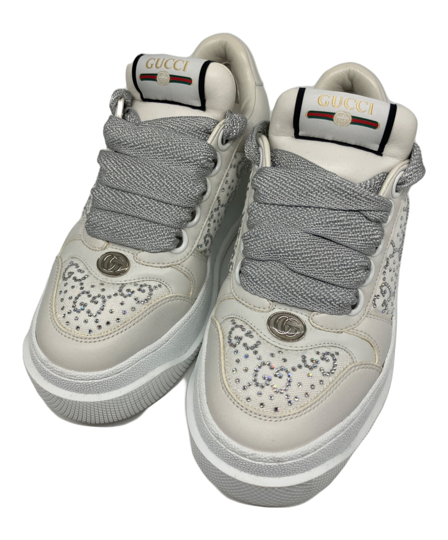 中古・古着通販】GUCCI (グッチ) 厚底ローカットスニーカー ホワイト