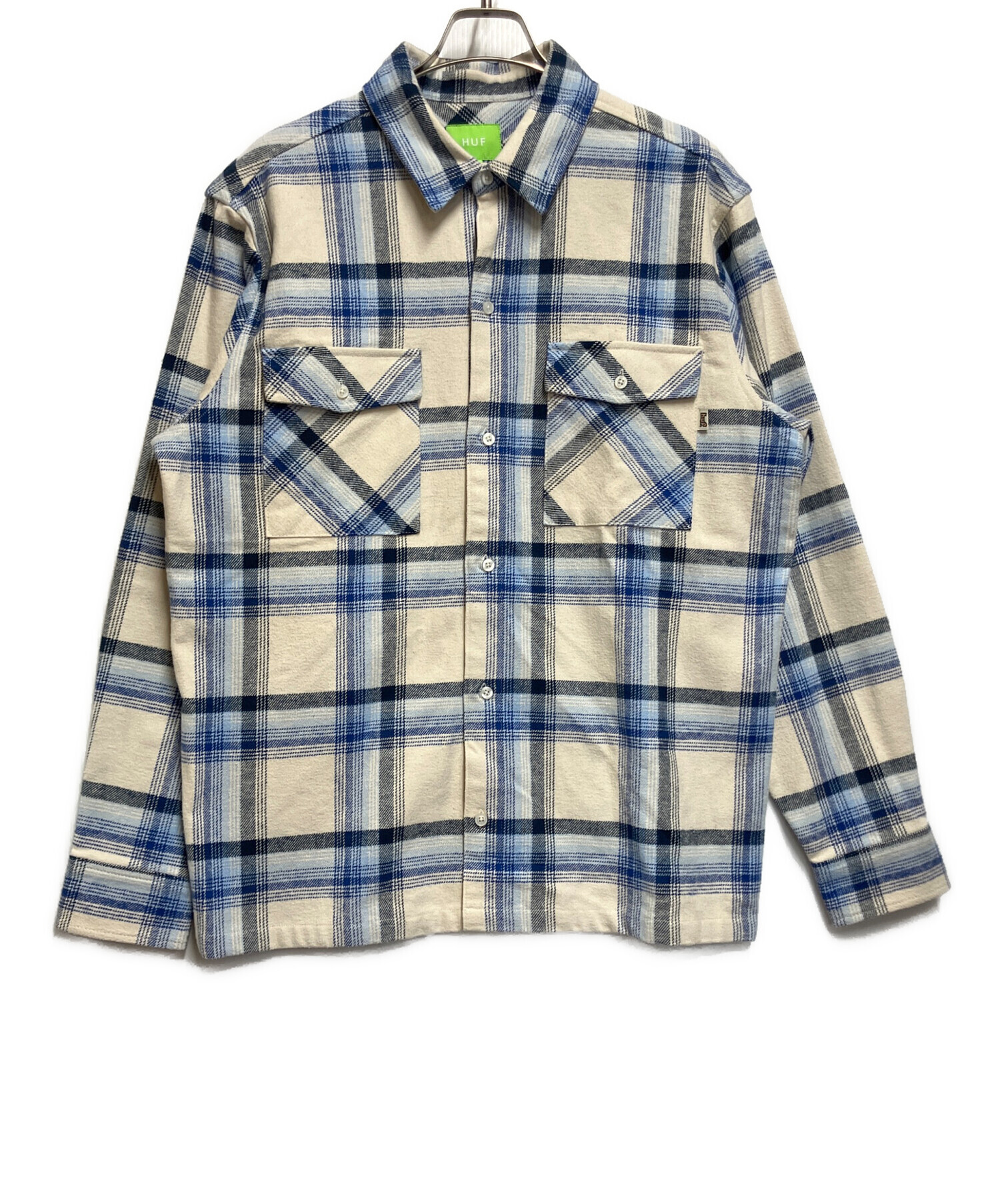 中古・古着通販】HUF (ハフ) 長袖シャツ ホワイト×ブルー サイズ:SIZE 