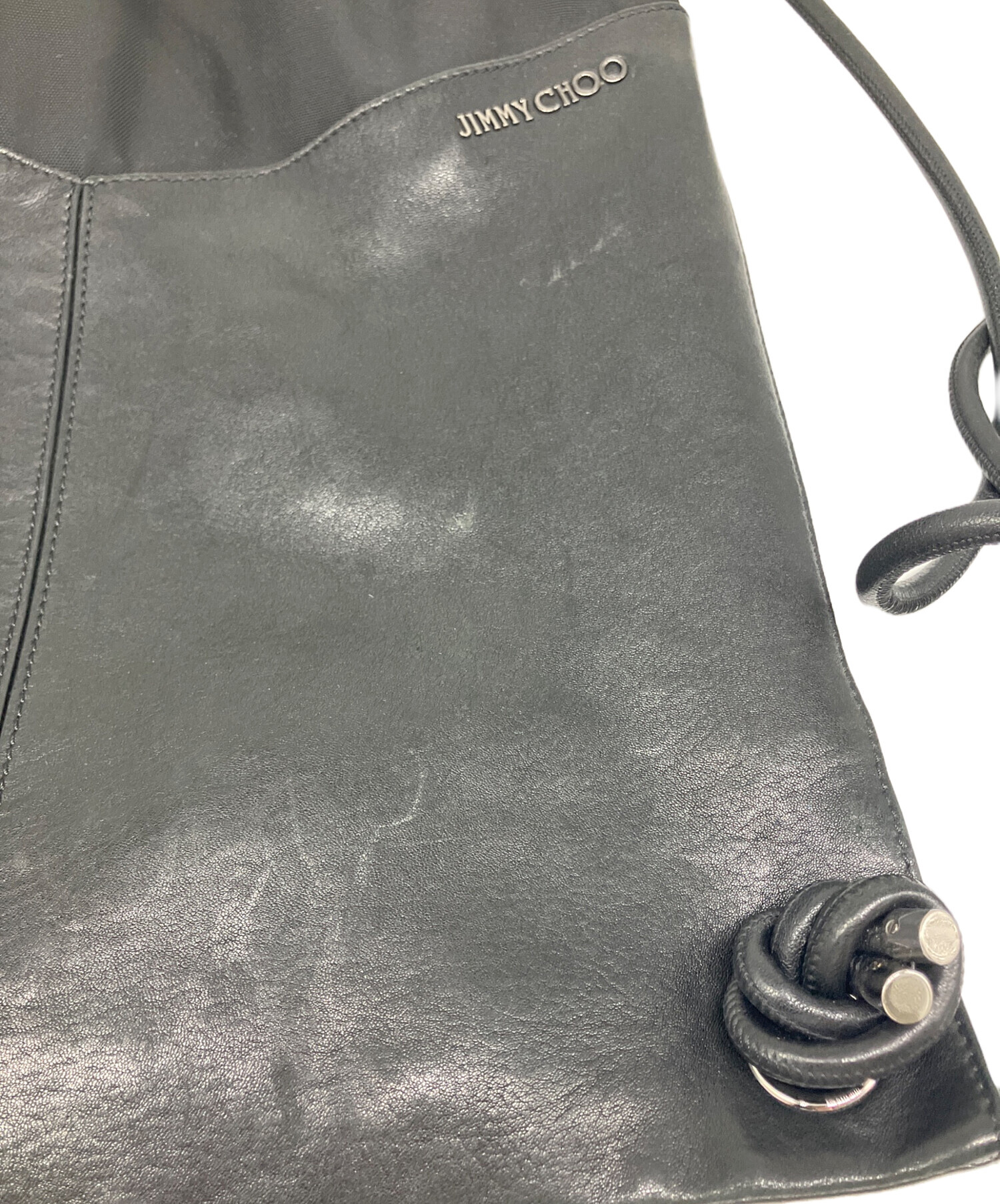 JIMMY CHOO ブラックナップザック 中古・古着通販】JIMMY CHOO (ジミーチュウ) ナップサック ブラック