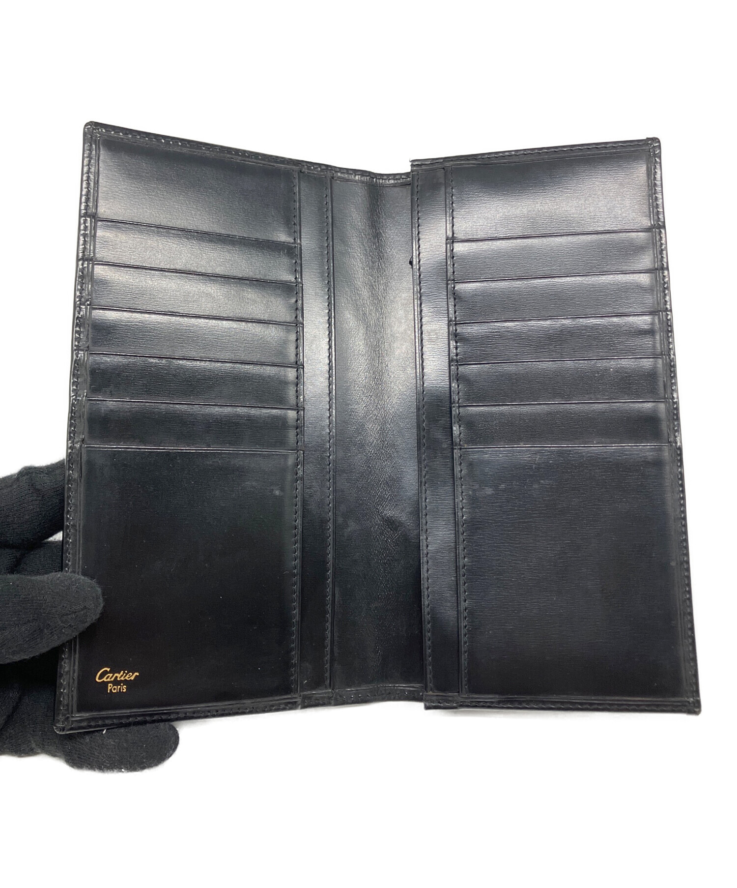 カルティエ　総ブラック　長財布　ブラック　スエード袋付き 中古・古着通販】Cartier (カルティエ) 長財布 ブラック｜ブランド
