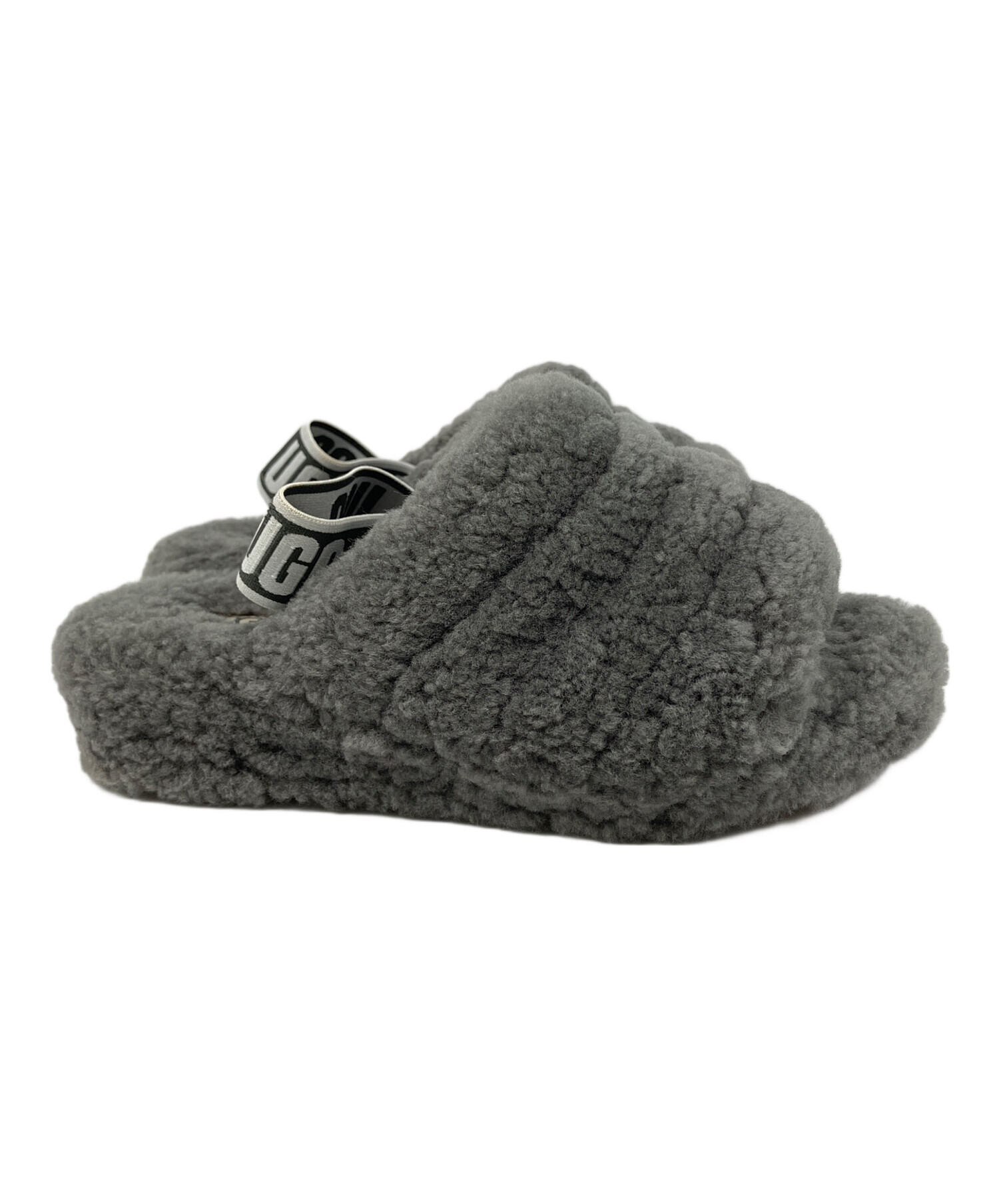 UGGアグ W FLUFF YEAH ミュールサンダル24サイズ 中古・古着通販】UGG (アグ) FLUFF YEAH SLIDE グレー サイズ:SIZE