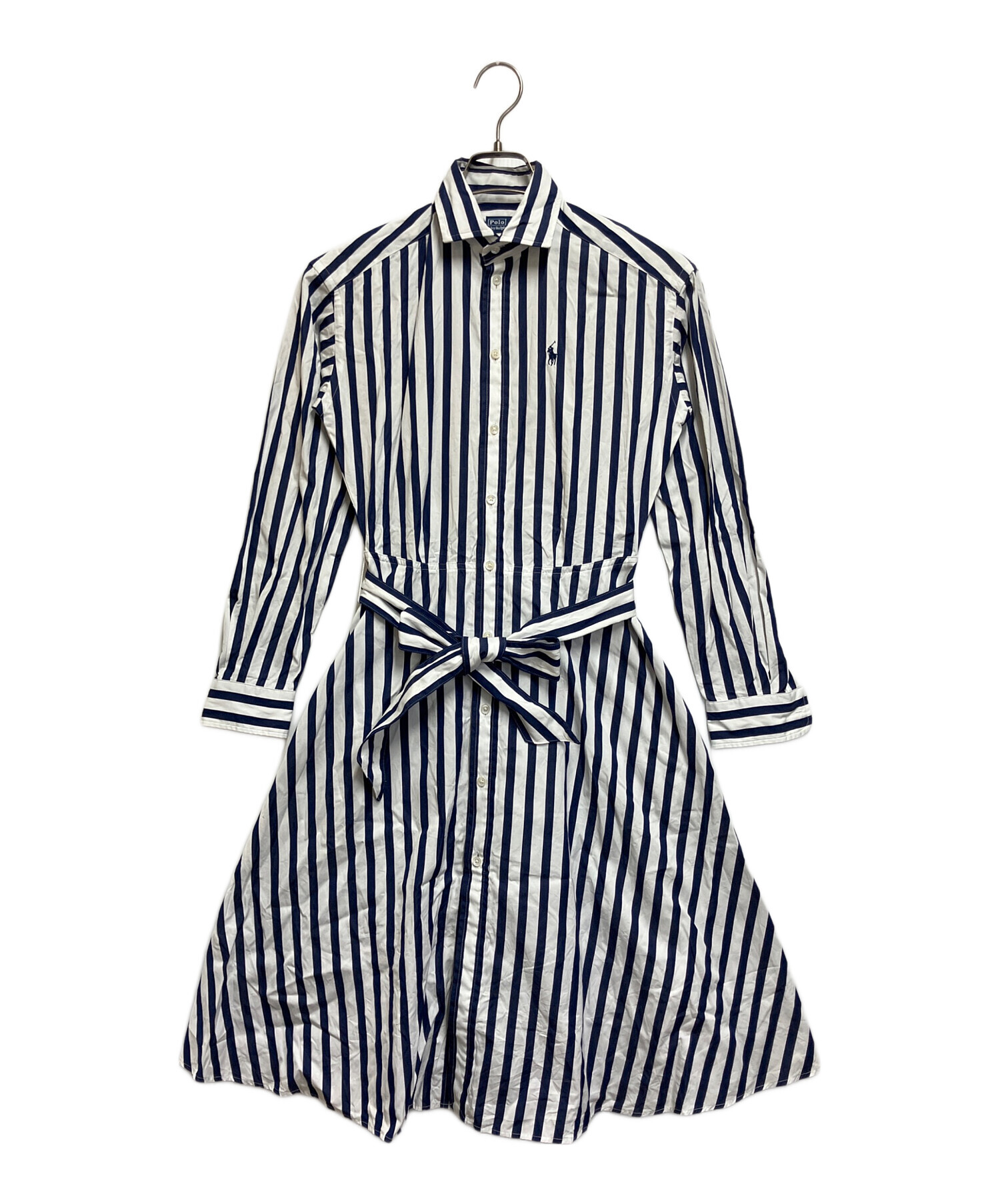 期間限定値下げ！タグ付！Ralph Lauren青と白のストライプ長袖ワンピース 中古・古着通販】RALPH LAUREN (ラルフローレン) 長袖ワンピース
