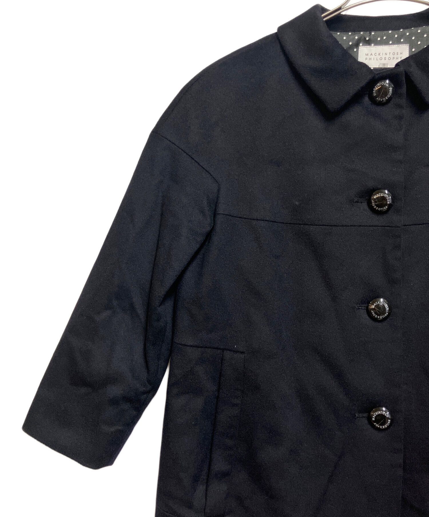 美品★マッキントッシュフィロソフィー　チェスターコート　刻印入りボタン　黒　M 中古・古着通販】MACKINTOSH PHILOSOPHY (マッキントッシュ