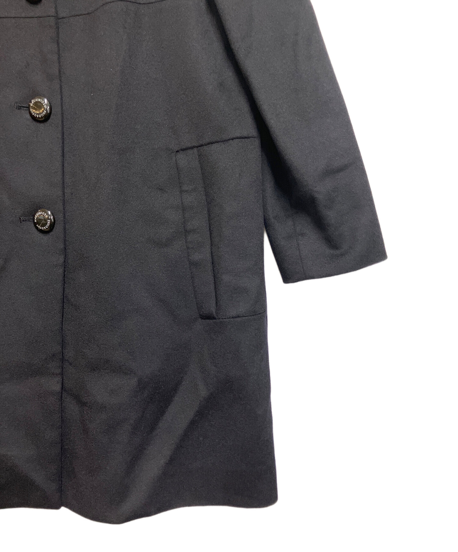 美品★マッキントッシュフィロソフィー　チェスターコート　刻印入りボタン　黒　M 中古・古着通販】MACKINTOSH PHILOSOPHY (マッキントッシュ