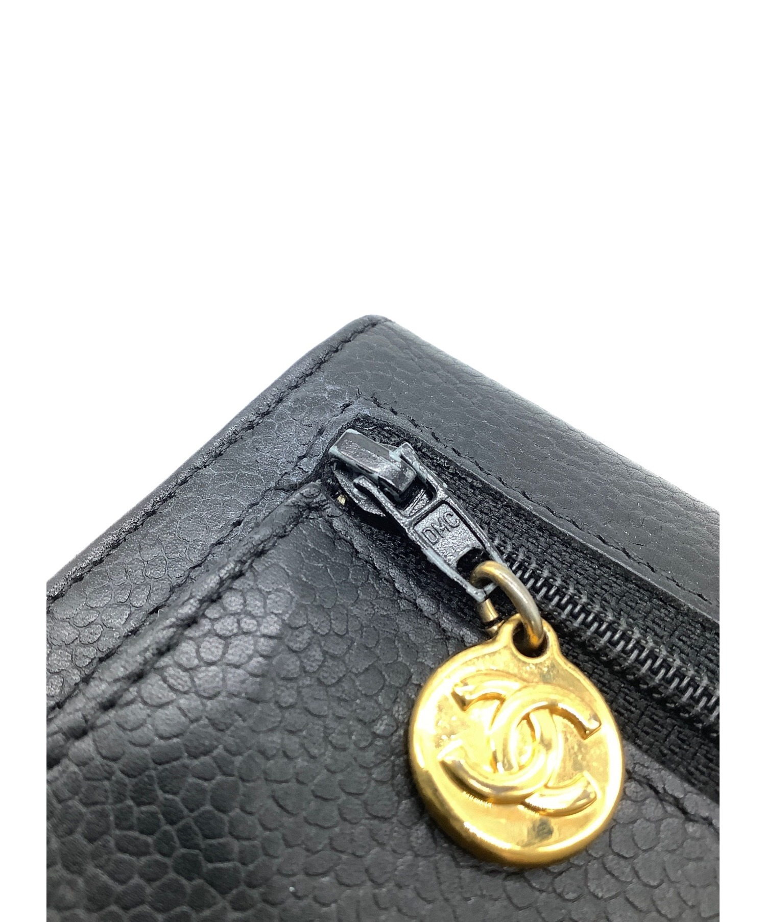 中古・古着通販】CHANEL (シャネル) 2つ折り財布 ブラック キャビア