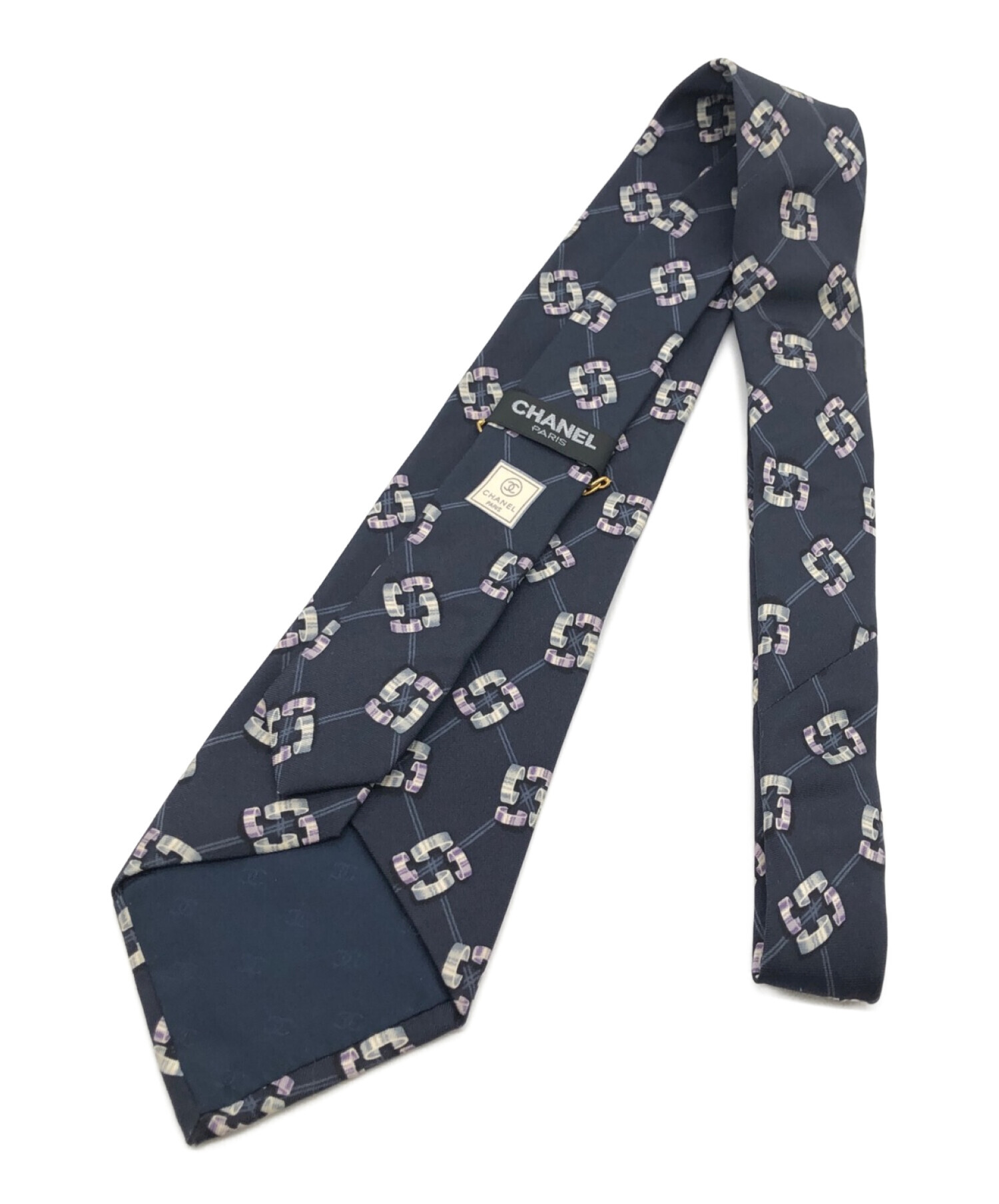 中古・古着通販】CHANEL (シャネル) シルクネクタイ ネイビー サイズ