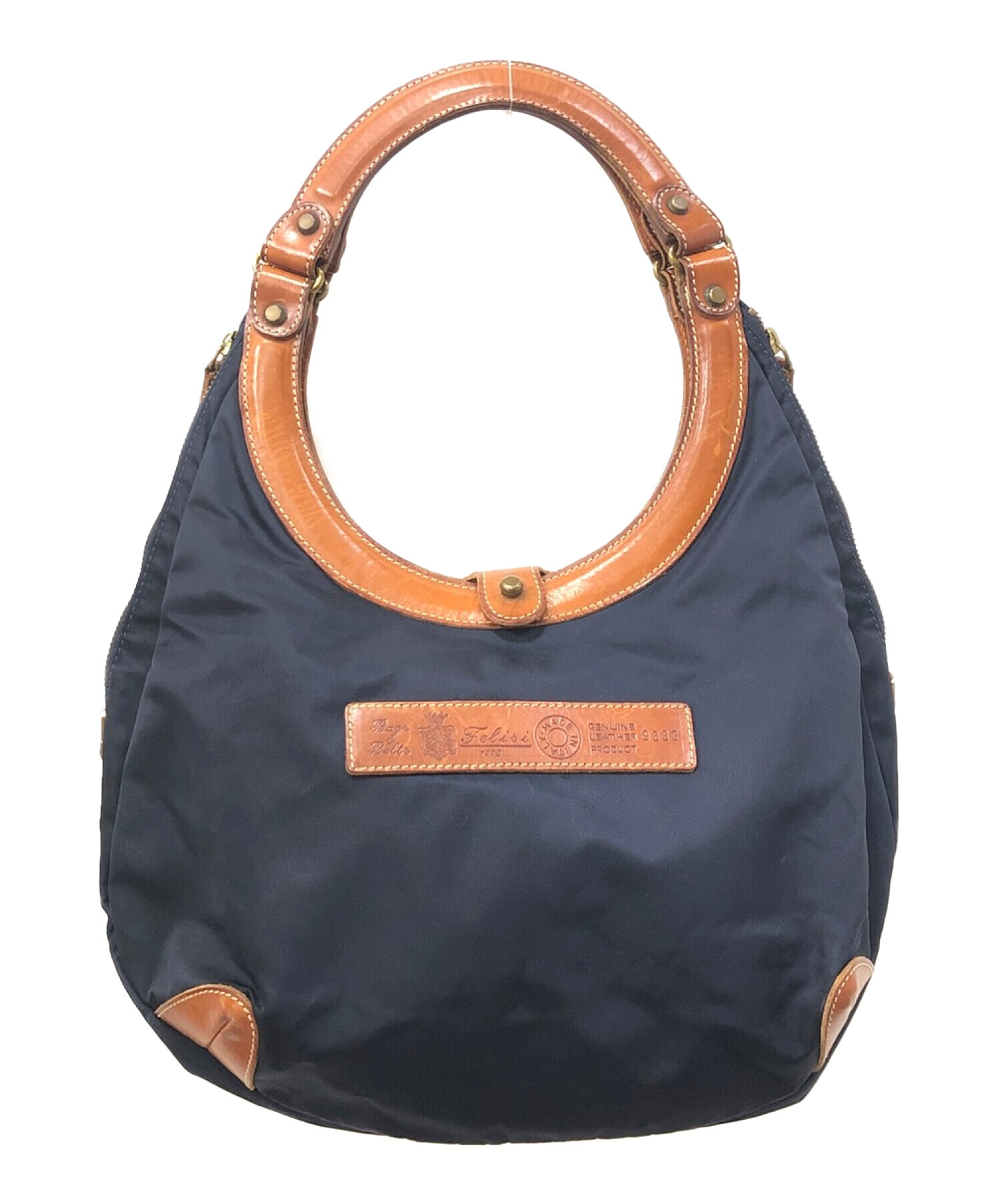 未使用　Felisi フェリージ　サークルバッグ　ネイビー　ハンドバッグ 中古・古着通販】Felisi (フェリージ) サークルレザーハンドル