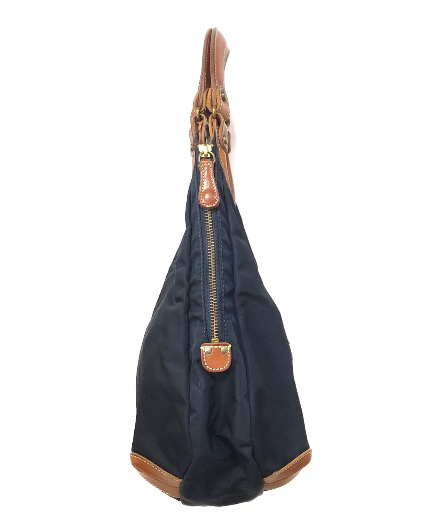 【BIGお買い物ラリー★30%OFFセール中】ハンドバッグ ネイビー×ホワイト×ブラウン レディース 中古 中古・古着通販】Felisi (フェリージ) サークルレザーハンドル