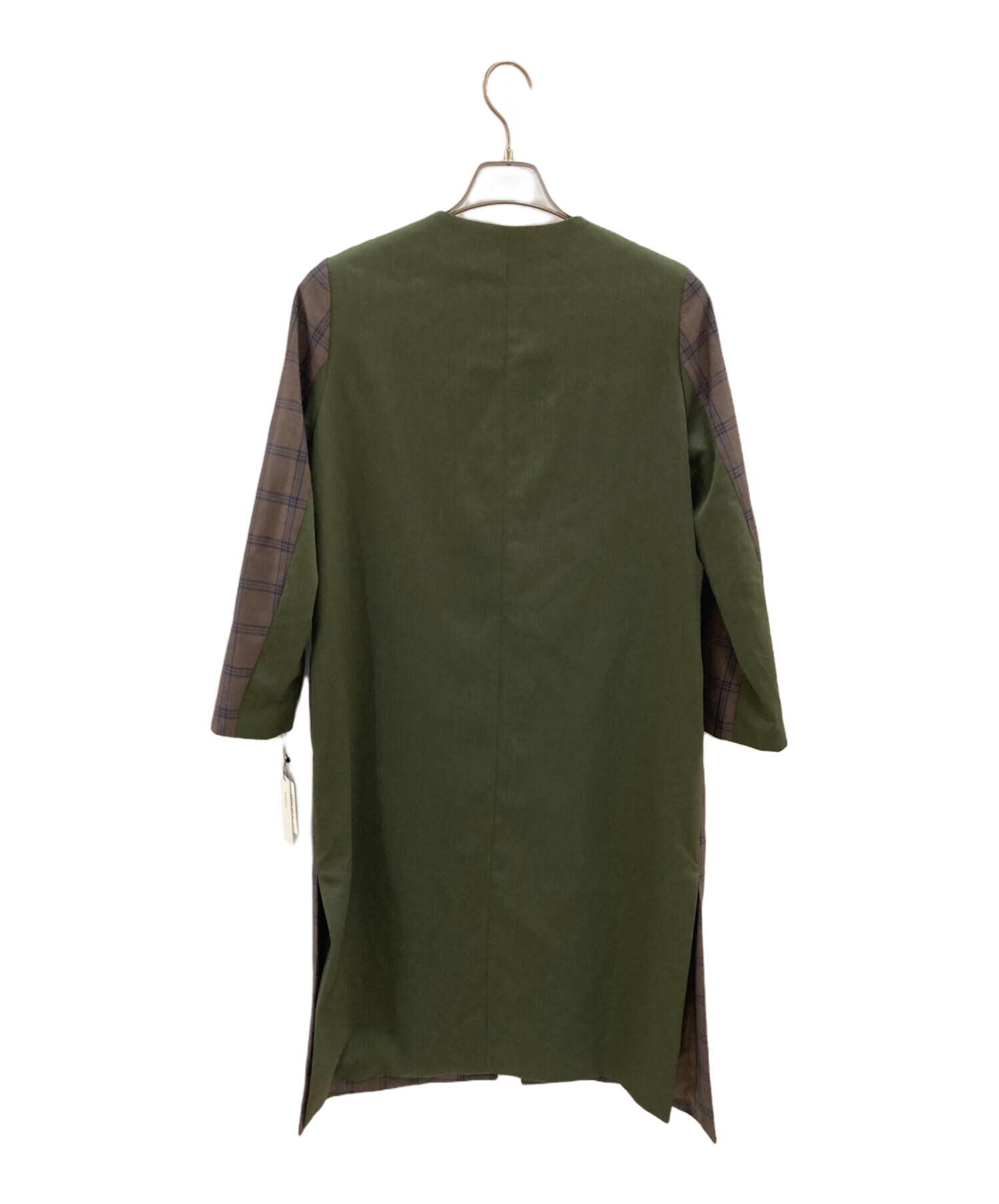 中古・古着通販】MURUA (ムルーア) ロングコート グリーン×ブラウン 