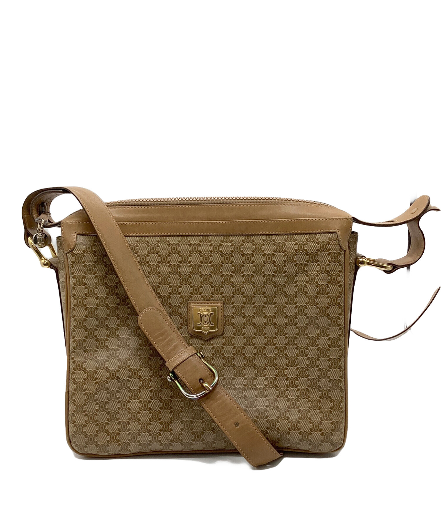 CELINE ショルダーバッグ ベージュ/ブラウン 中古・古着通販】CELINE (セリーヌ) ショルダーバッグ ベージュ