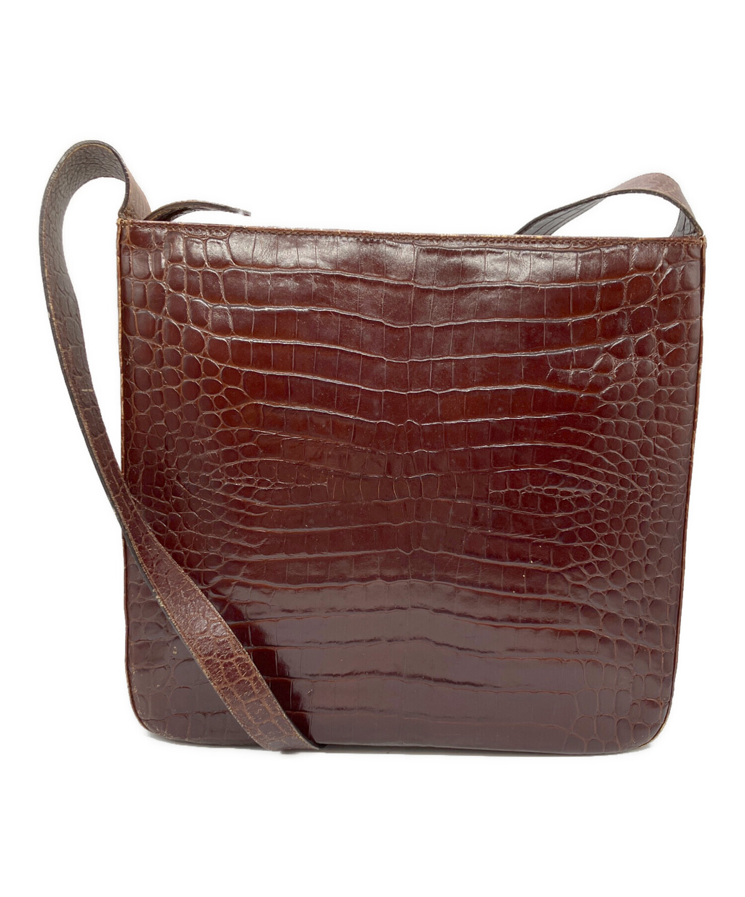 フェラガモ　ダークブラウン クロコダイル風 ショルダーバッグ 中古・古着通販】Salvatore Ferragamo (サルヴァトーレ フェラガモ