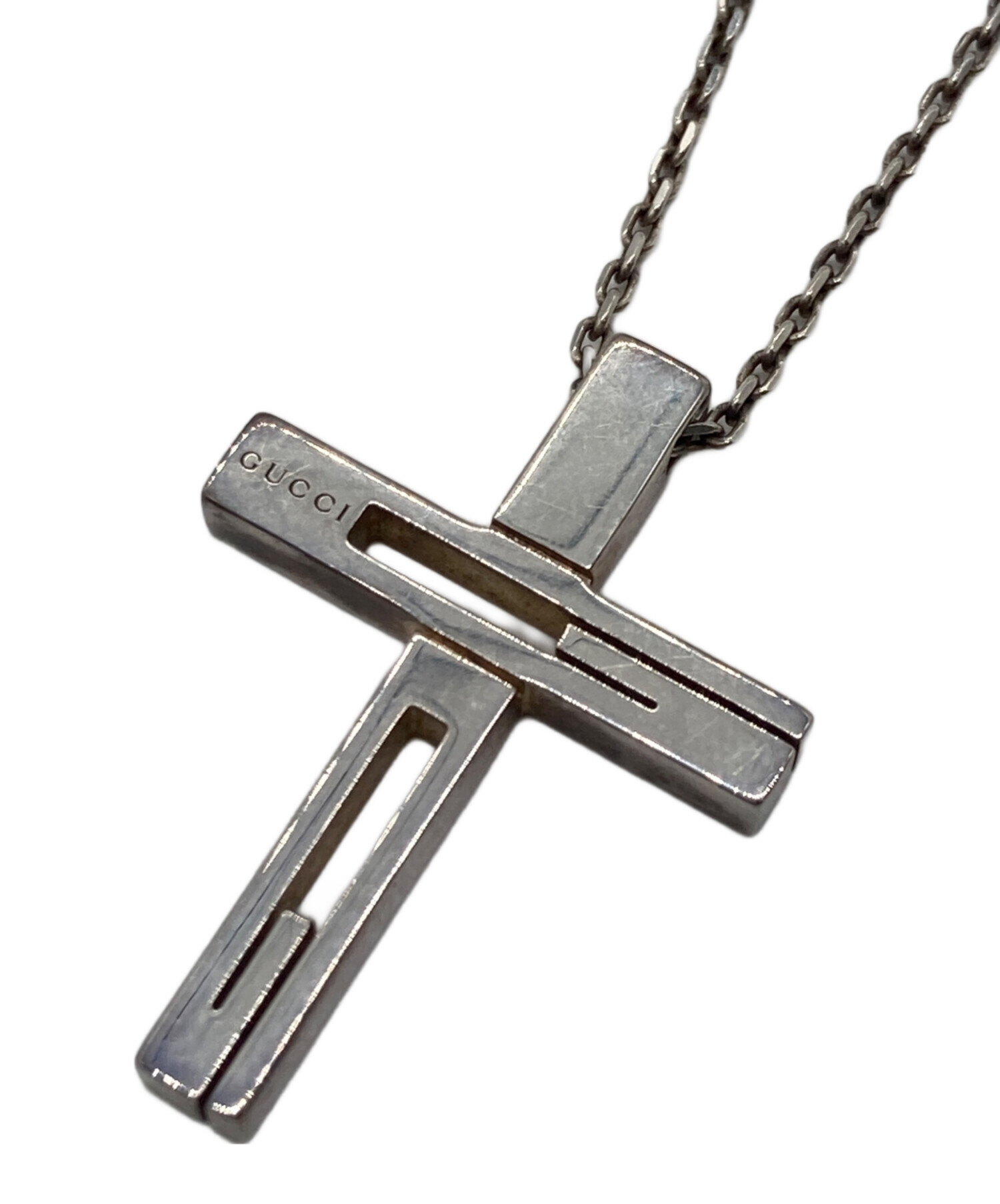 中古・古着通販】GUCCI (グッチ) クロスネックレス シルバーカラー 