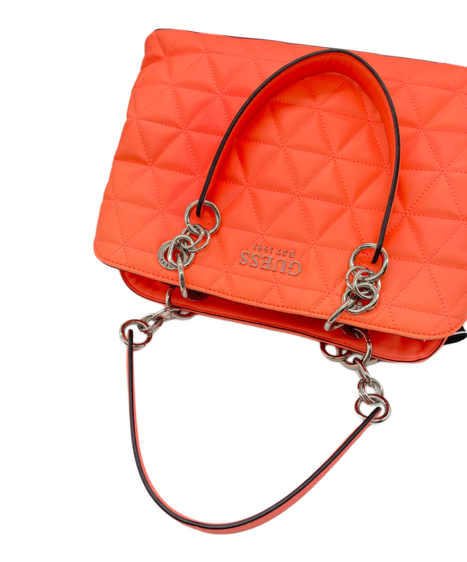ゲス キルティングバッグ 美品 中古・古着通販】GUESS (ゲス) キルティングトートバッグ ネオン