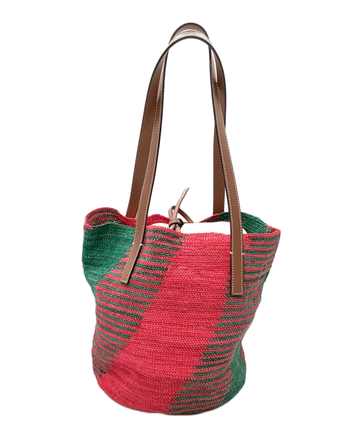 中古・古着通販】LOEWE (ロエベ) バスケットバッグ レッド×グリーン 