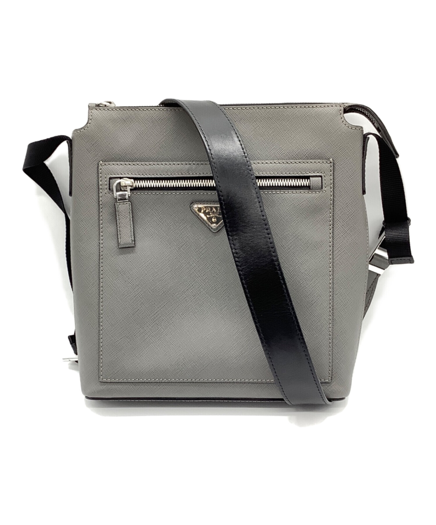 中古・古着通販】PRADA (プラダ) レザーショルダーバッグ グレー