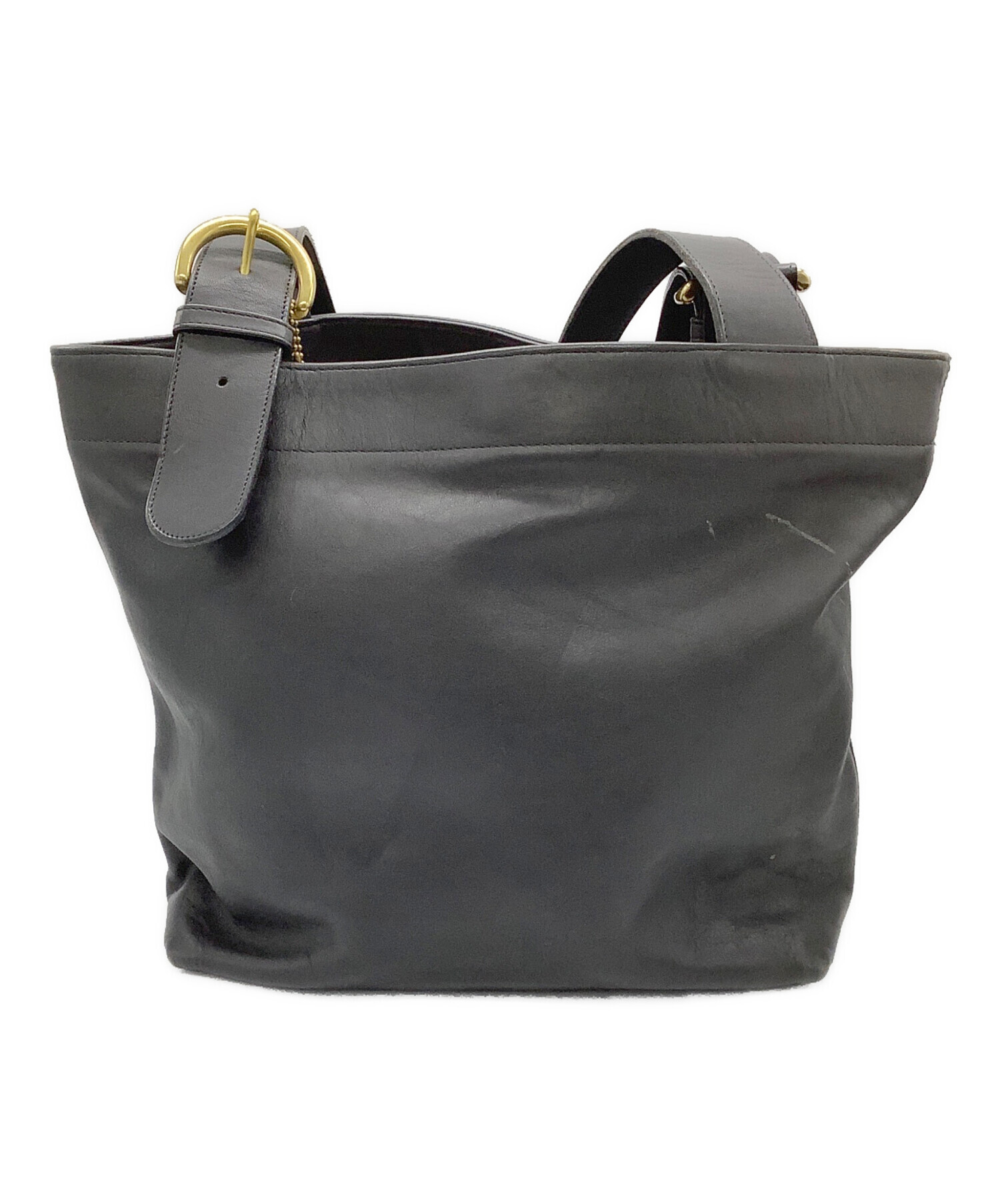 中古・古着通販】COACH (コーチ) レザートートバッグ ブラック