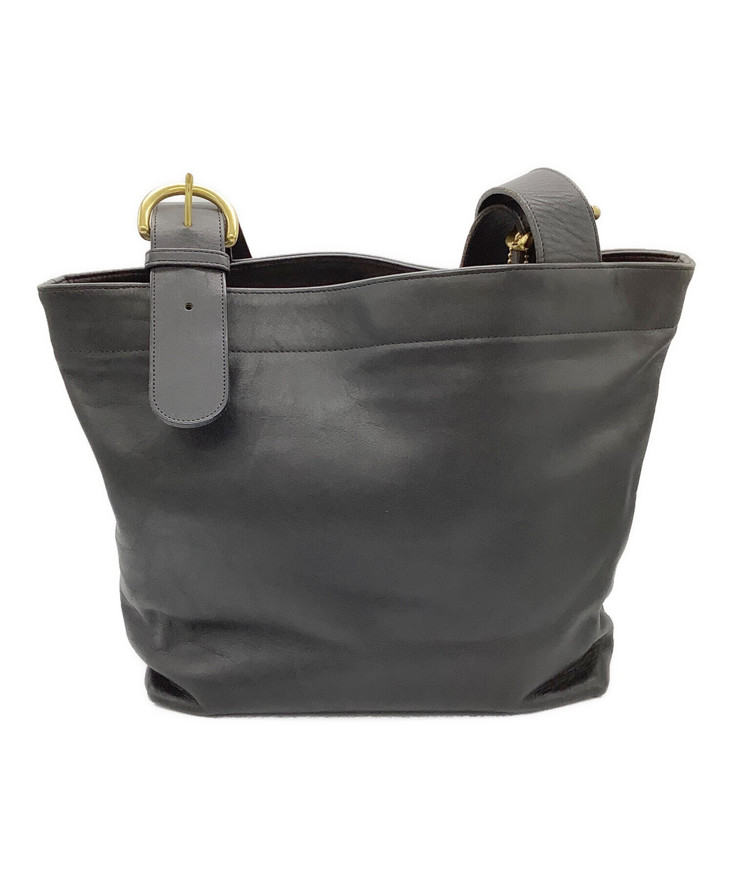 【未使用品】COACH ブラック レザートートバッグ　☆ 中古・古着通販】COACH (コーチ) レザートートバッグ ブラック
